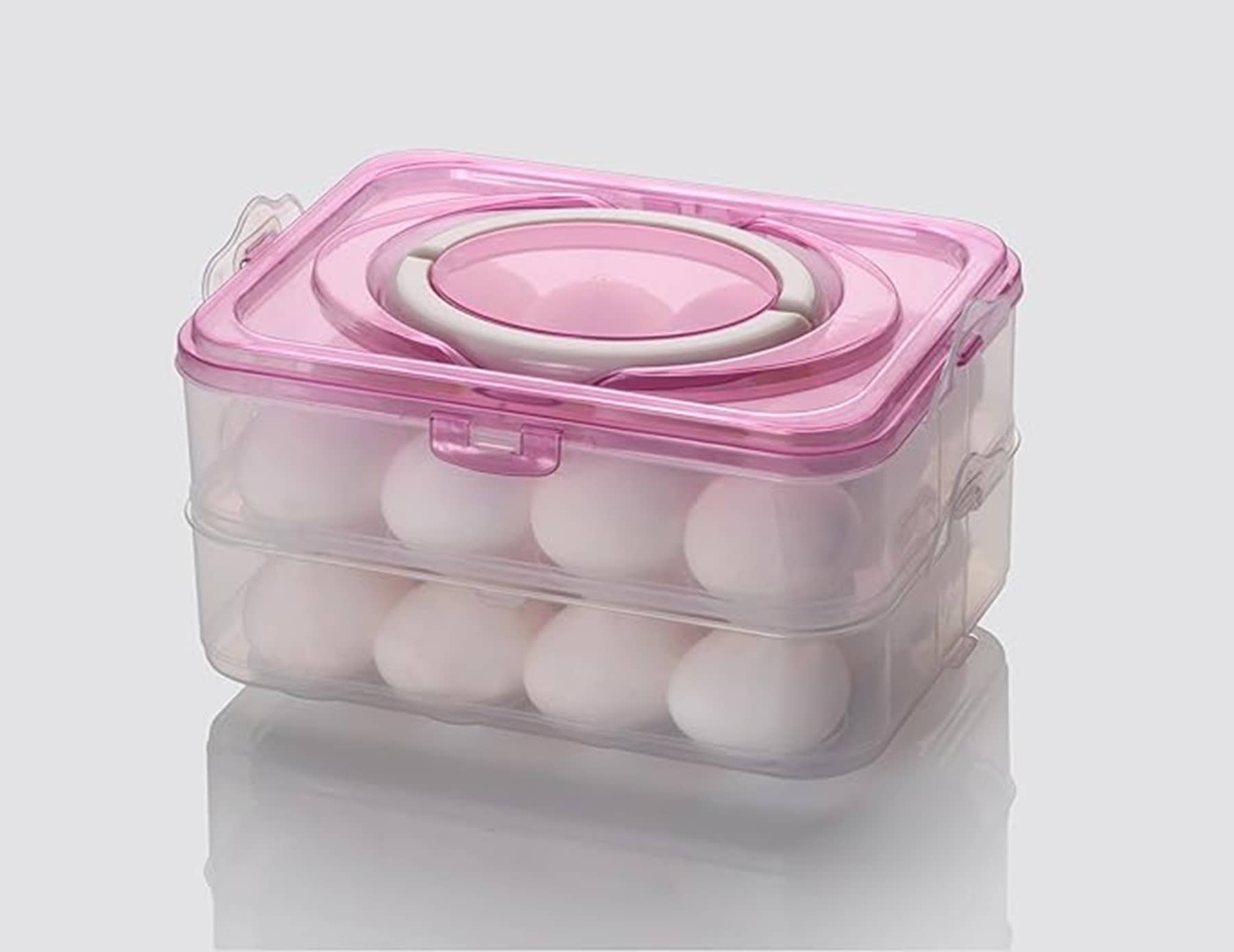 Analog Kitchenware Plastic  Egg Storage Box - Egg Refrigerator Storage Tray Stackable/Egg Storage Containers For Fridge and Kitchen Egg Storage Basket With Carry Holder