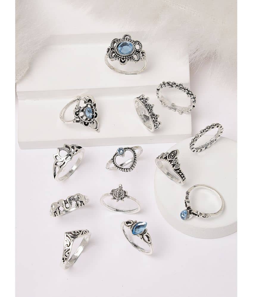 Scintillare by Sukkhi Silver Rings Combo ( Pack of 13 )
