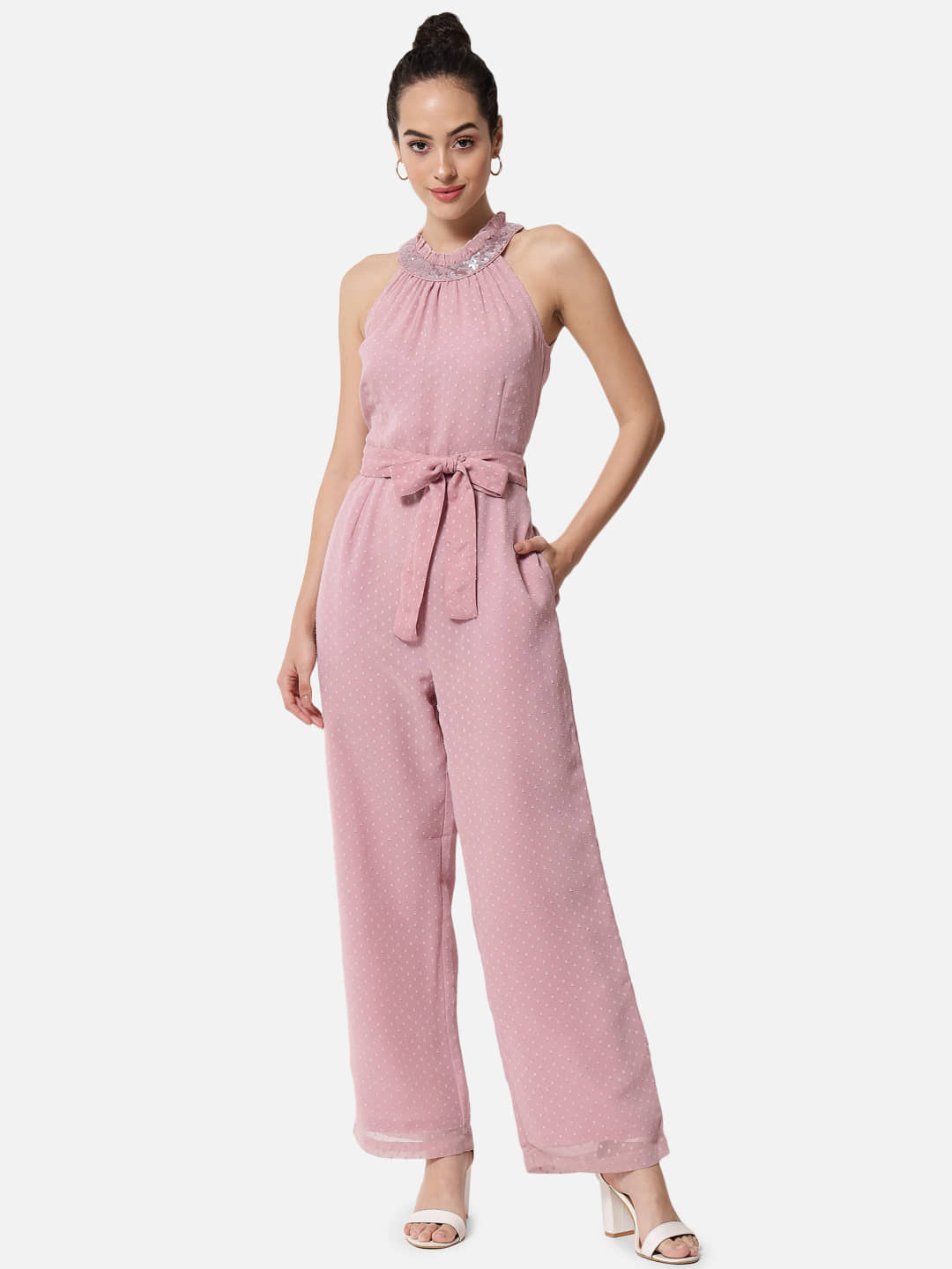 ALL WAYS YOU Pink Georgette Regular Fit Women's Jumpsuit ( Pack of 1 )