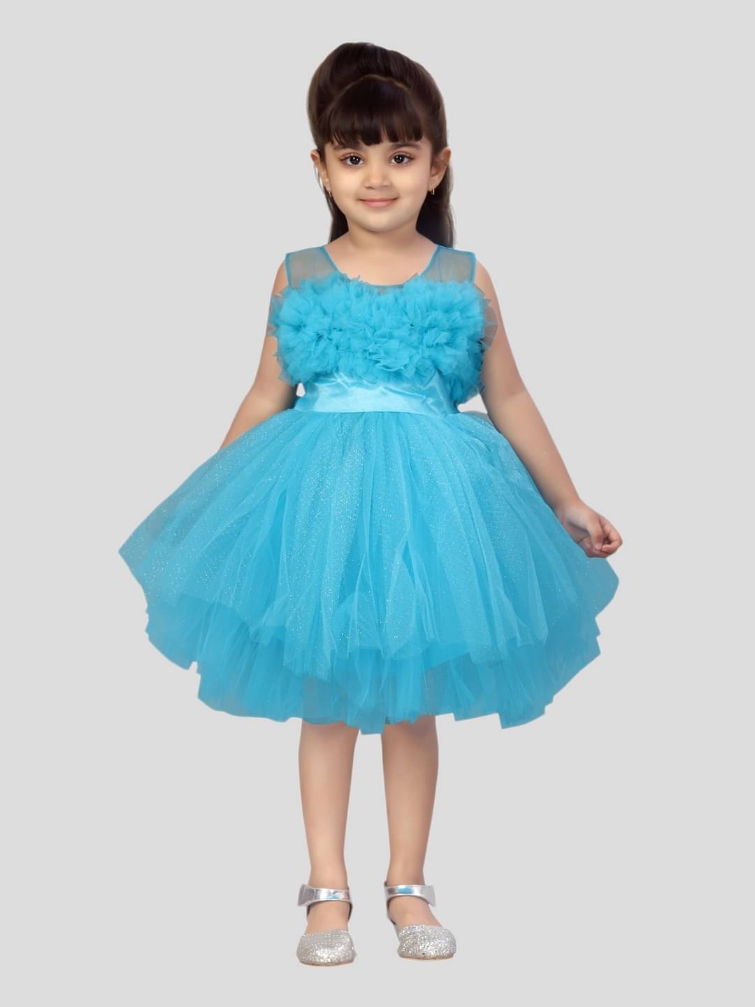     			Aarika Nylon Fit And Flare Dress For Girls ( Pack of 1 , Aqua )