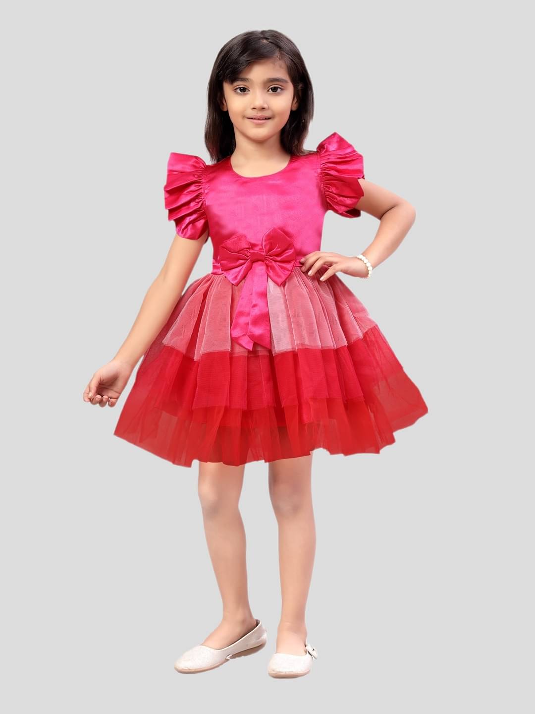 Aarika Nylon Fit And Flare Dress For Girls ( Pack of 1 , Pink ) Aarika Nylon Fit And Flare Dress For Girls ( Pack of 1 , Pink )