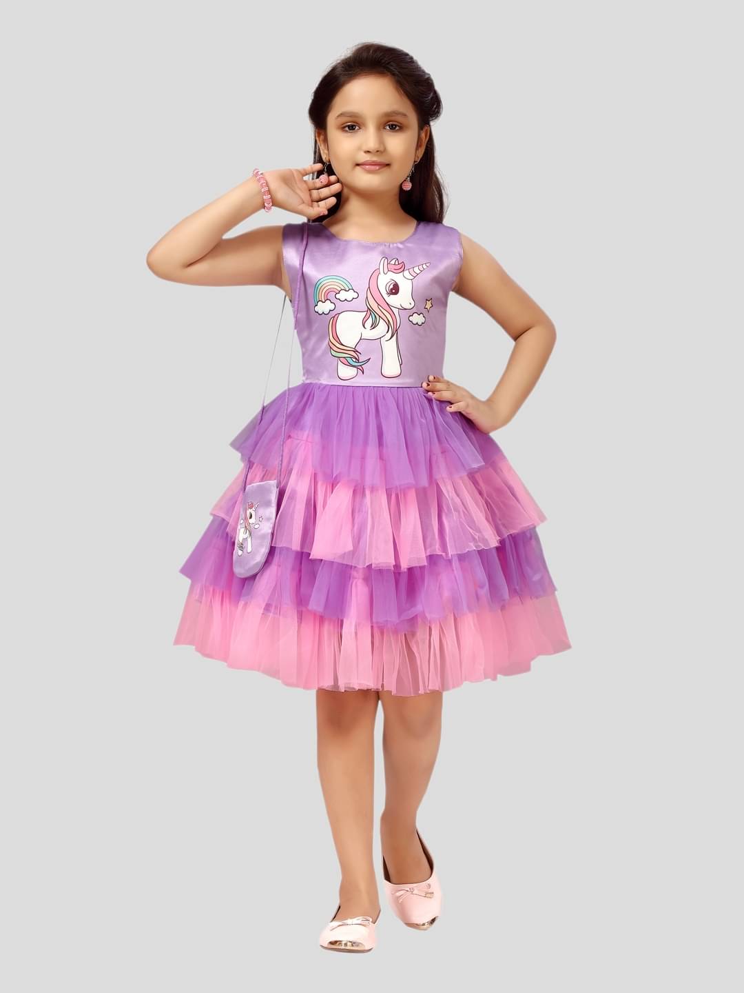 Aarika Net Fit And Flare Dress For Girls ( Pack of 1 , Purple ) Aarika Net Fit And Flare Dress For Girls ( Pack of 1 , Purple )