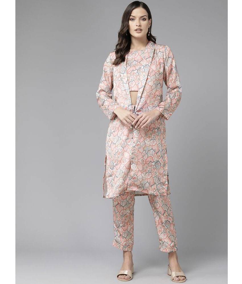     			Aarika Women Printed Top With Trousers Co-Ord Set ( Beige )