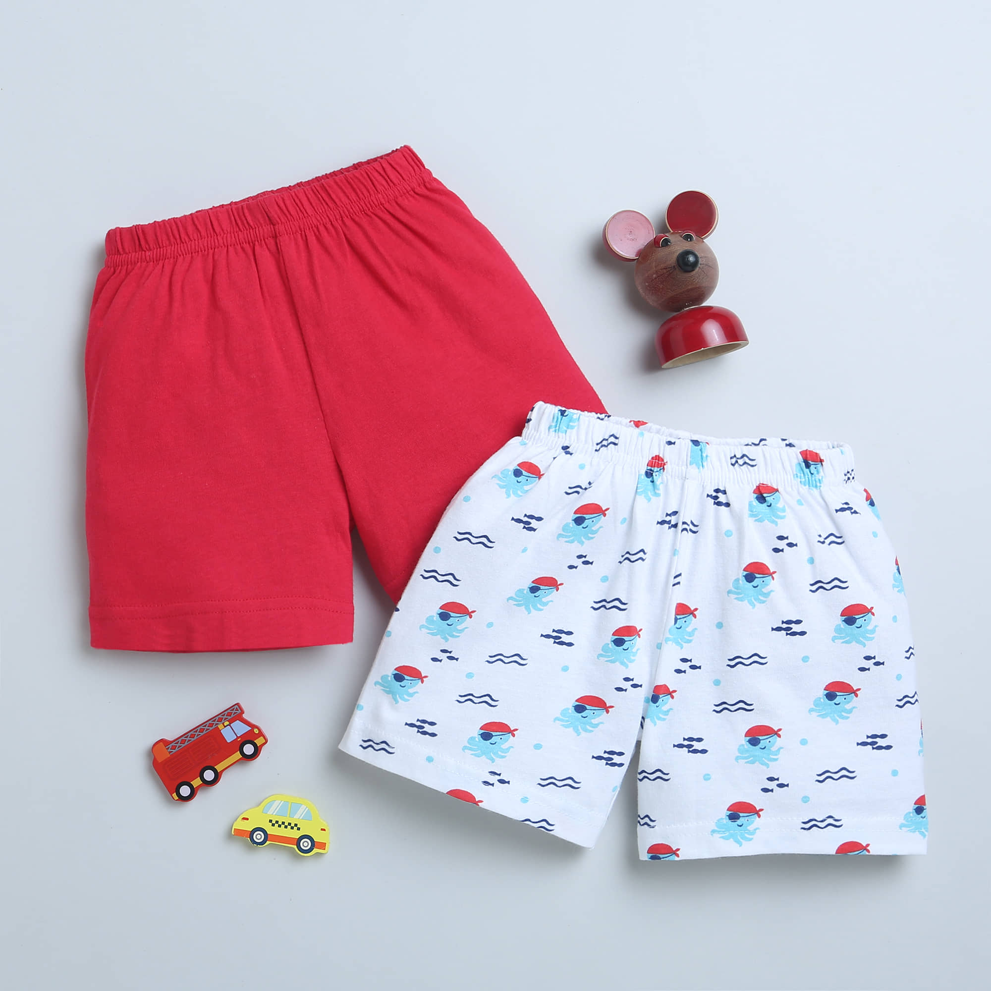 BUMZEE Pack of 2 Cotton Shorts For Boys ( White )