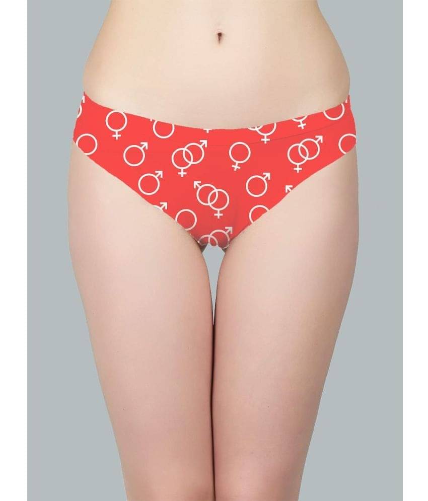     			D Naked Cotton Lycra Printed Women's Bikini ( Red )