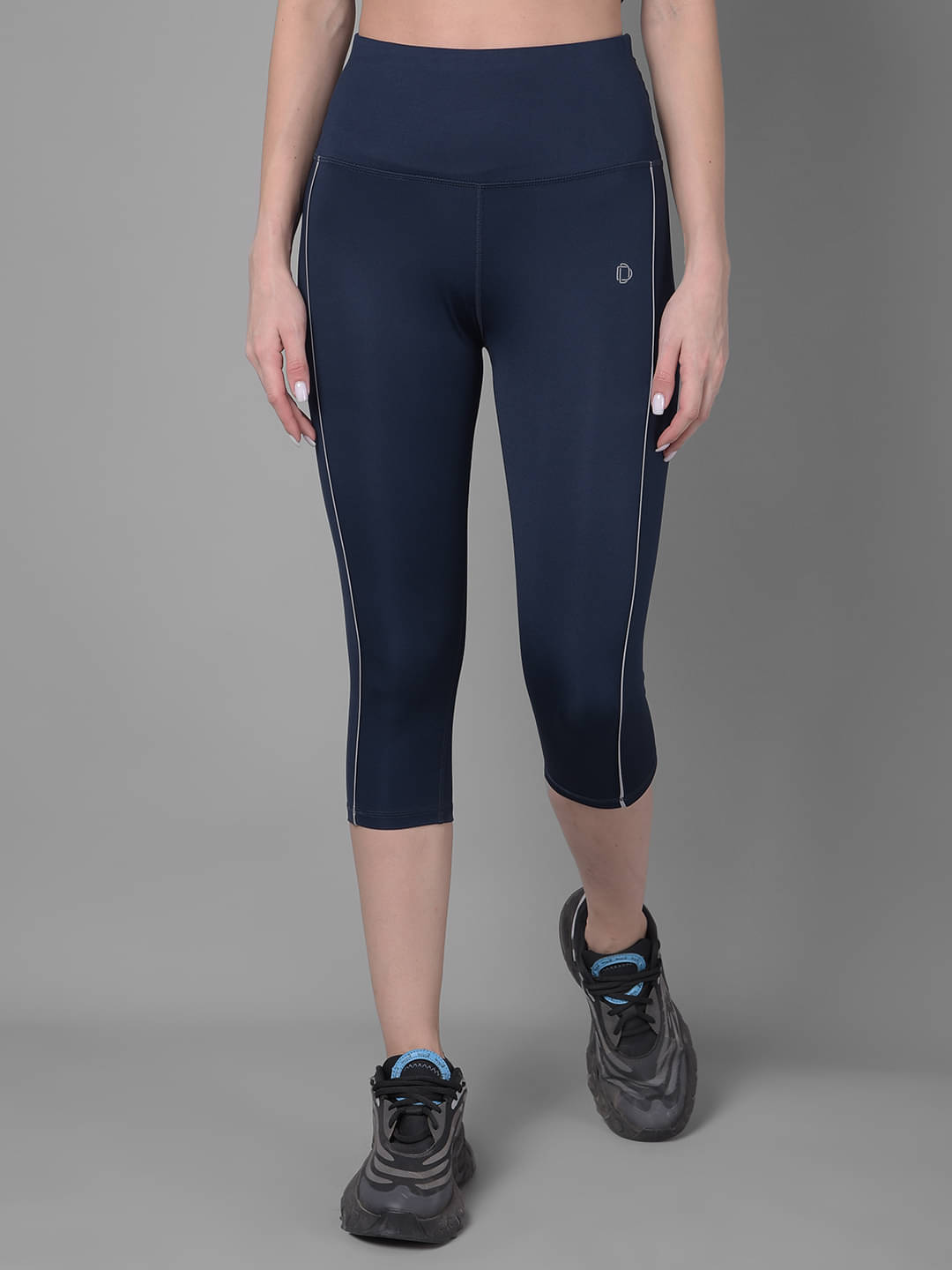     			Dollar Blue Polyester Solid Capris - Single