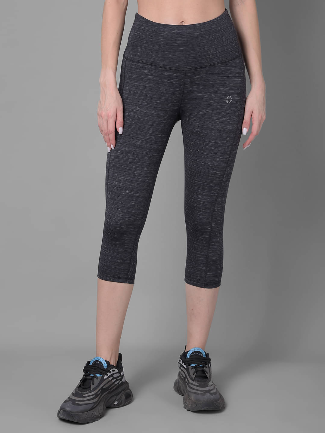     			Dollar Charcoal Polyester Solid Capris - Single