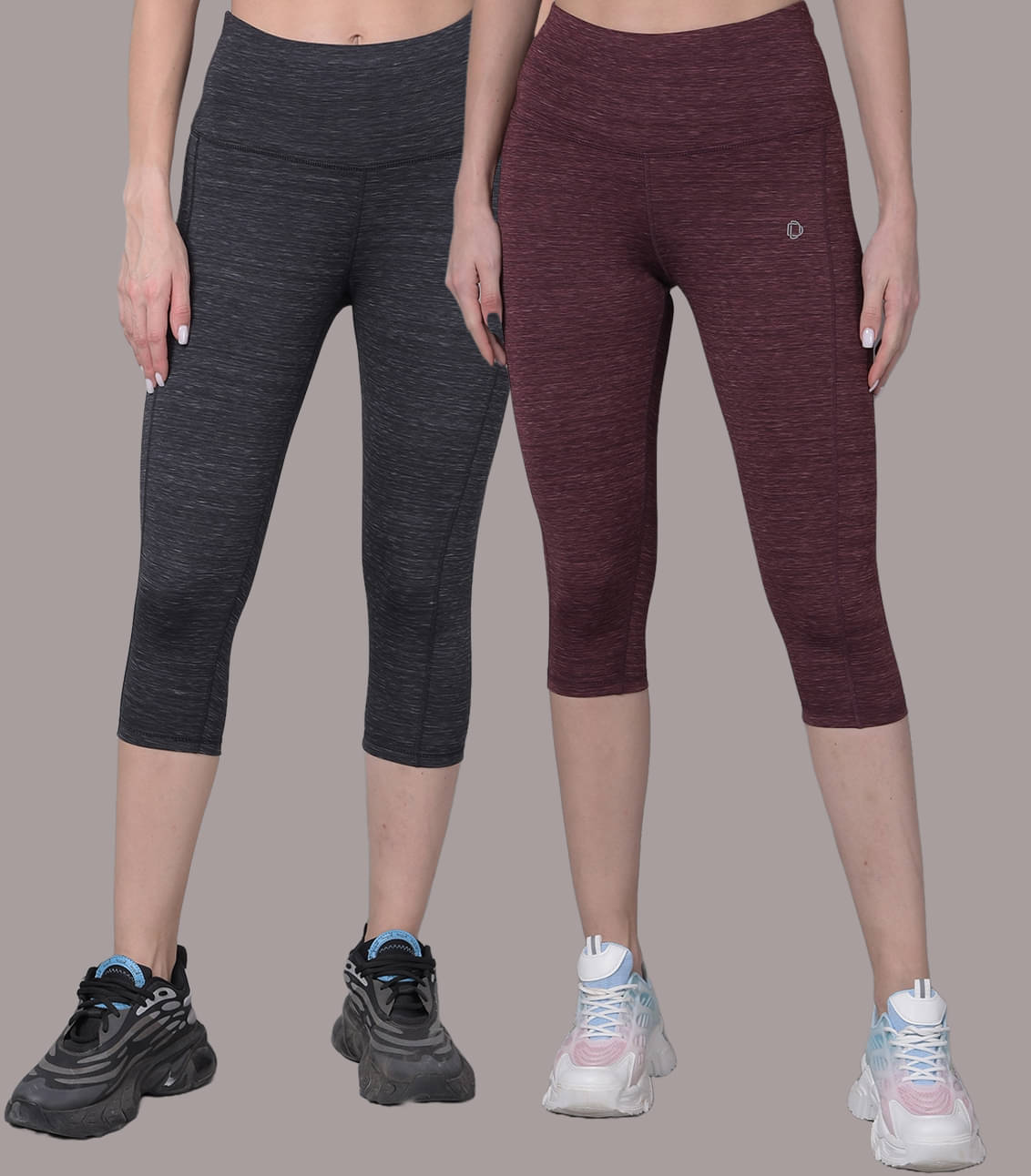     			Dollar Multi Polyester Solid Capris - Pack of 2