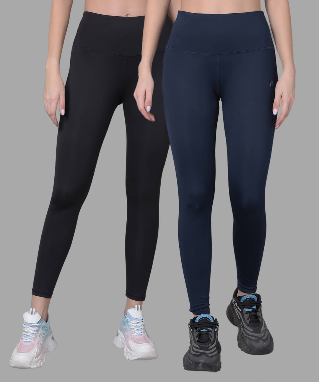     			Dollar Multi Polyester Solid Tights - Pack of 2