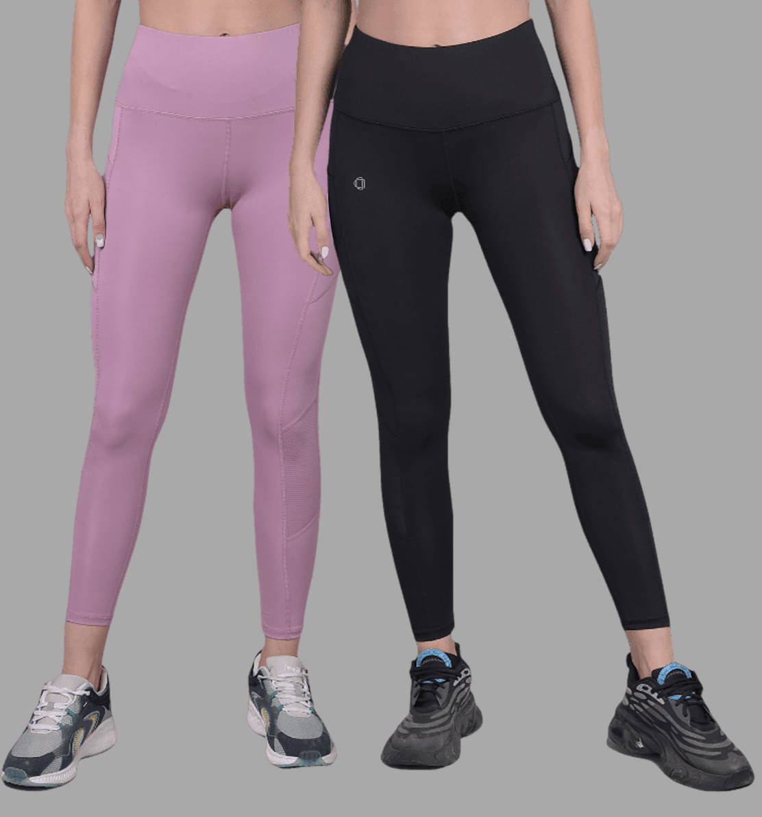     			Dollar Multi Polyester Solid Tights - Pack of 2