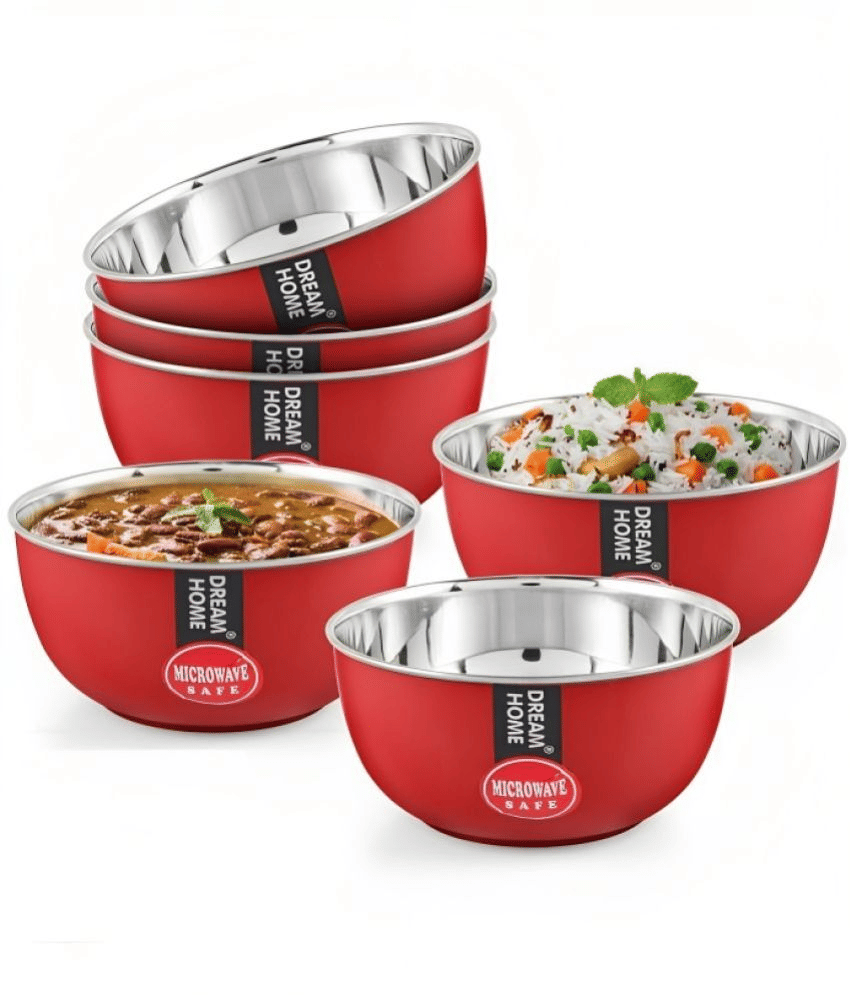 Dream Home Star Bowl 1 Stainless Steel Cereal Bowl 400 mL ( Set of 6 )