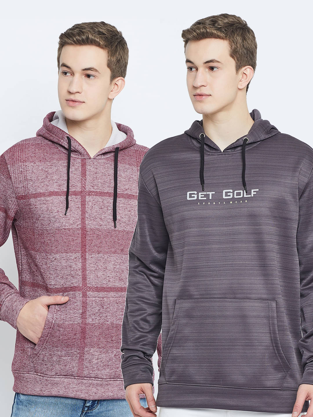 GET GOLF Fleece Hooded Men's Sweatshirt - Grey ( Pack of 2 ) GET GOLF Fleece Hooded Men's Sweatshirt - Grey ( Pack of 2 )