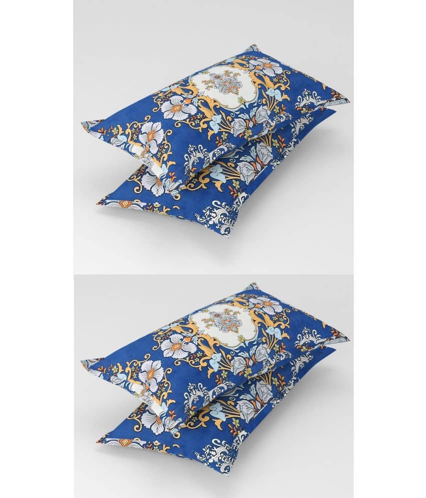 Homefab India - Pack of 4 Microfiber Abstract Printed Standard Size Pillow Cover ( 66.04 cm(26) x 43.18 cm(17) ) - Blue