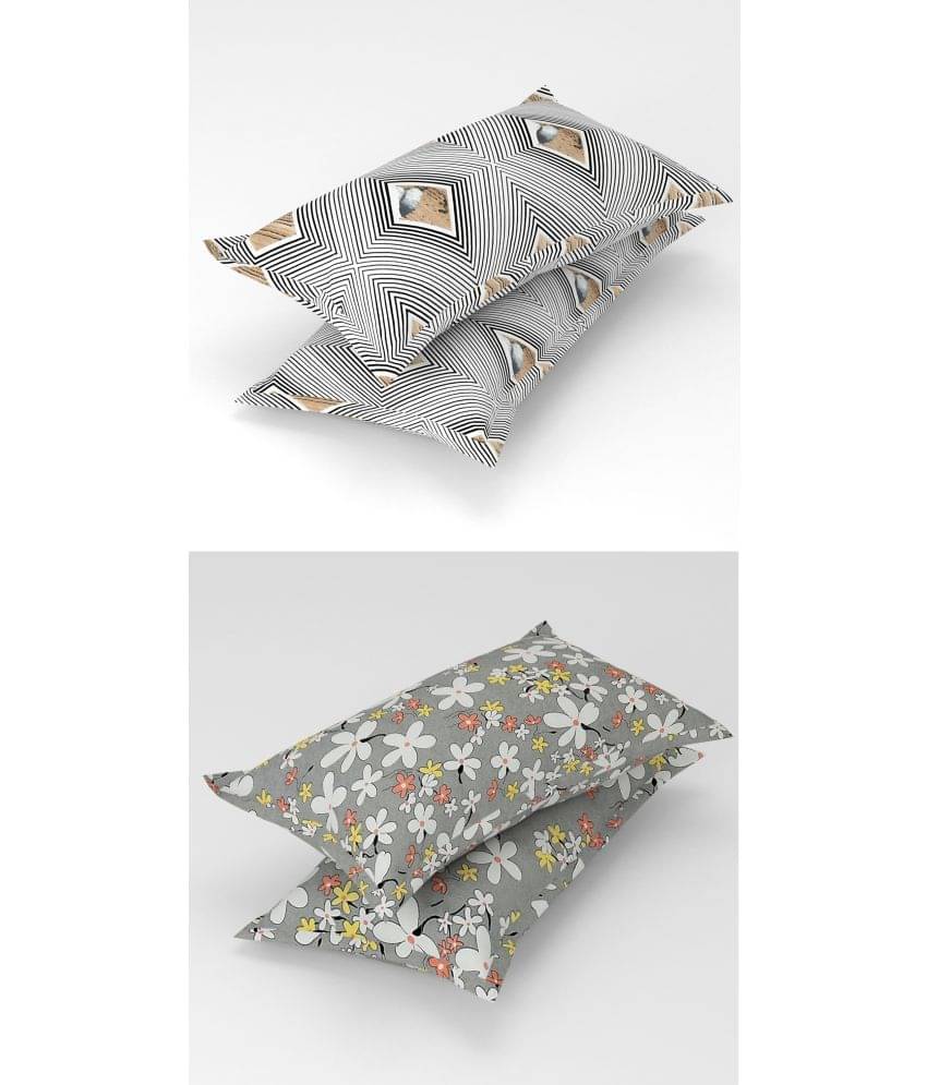 Homefab India - Pack of 4 Microfiber Floral Printed Standard Size Pillow Cover ( 66.04 cm(26) x 43.18 cm(17) ) - Multi-Colour Homefab India - Pack of 4 Microfiber Floral Printed Standard Size Pillow Cover ( 66.04 cm(26) x 43.18 cm(17) ) - Multi-Colour