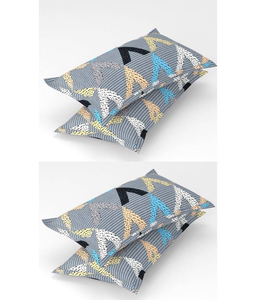     			Homefab India - Pack of 4 Microfiber Geometric Printed Standard Size Pillow Cover ( 66.04 cm(26) x 43.18 cm(17) ) - Grey