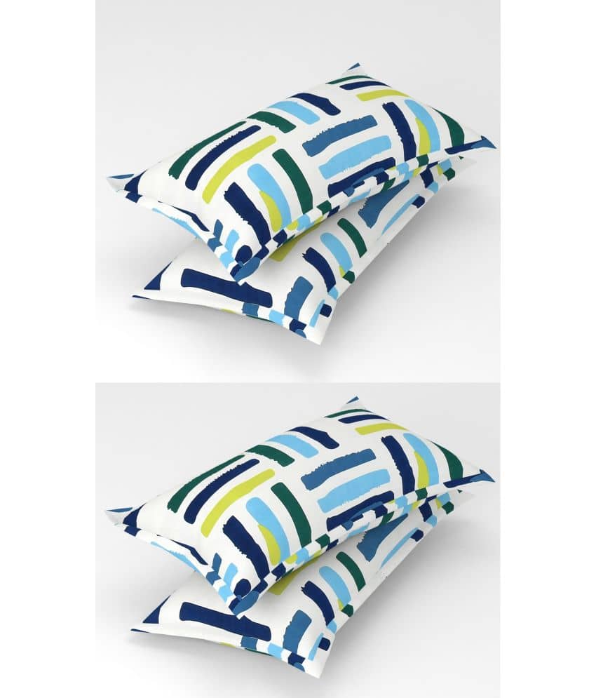 Homefab India - Pack of 4 Microfiber Geometric Printed Standard Size Pillow Cover ( 66.04 cm(26) x 43.18 cm(17) ) - Blue