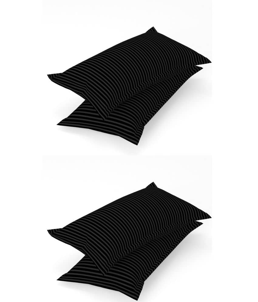Homefab India - Pack of 4 Microfiber Solid Standard Size Pillow Cover ( 66.04 cm(26) x 43.18 cm(17) ) - Black