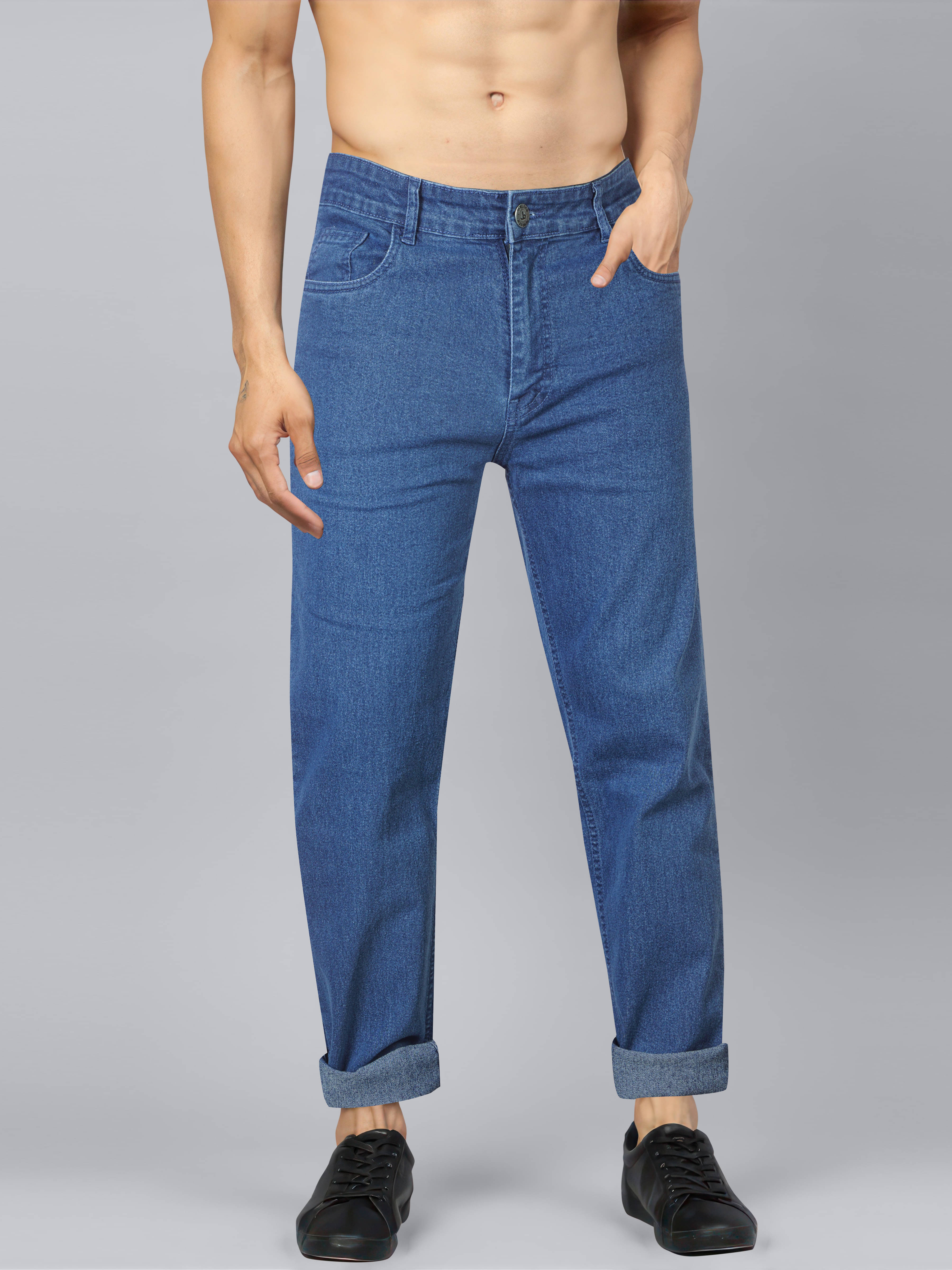 JB JUST BLACK Regular Fit Cuffed Hem Men's Jeans - Blue ( Pack of 1 ) JB JUST BLACK Regular Fit Cuffed Hem Men's Jeans - Blue ( Pack of 1 )