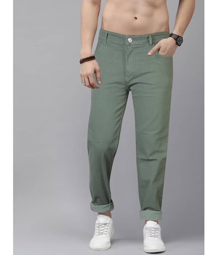 JB JUST BLACK Regular Fit Cuffed Hem Men's Jeans - Green ( Pack of 1 ) - Jeans | Buy online on ZillyBuy