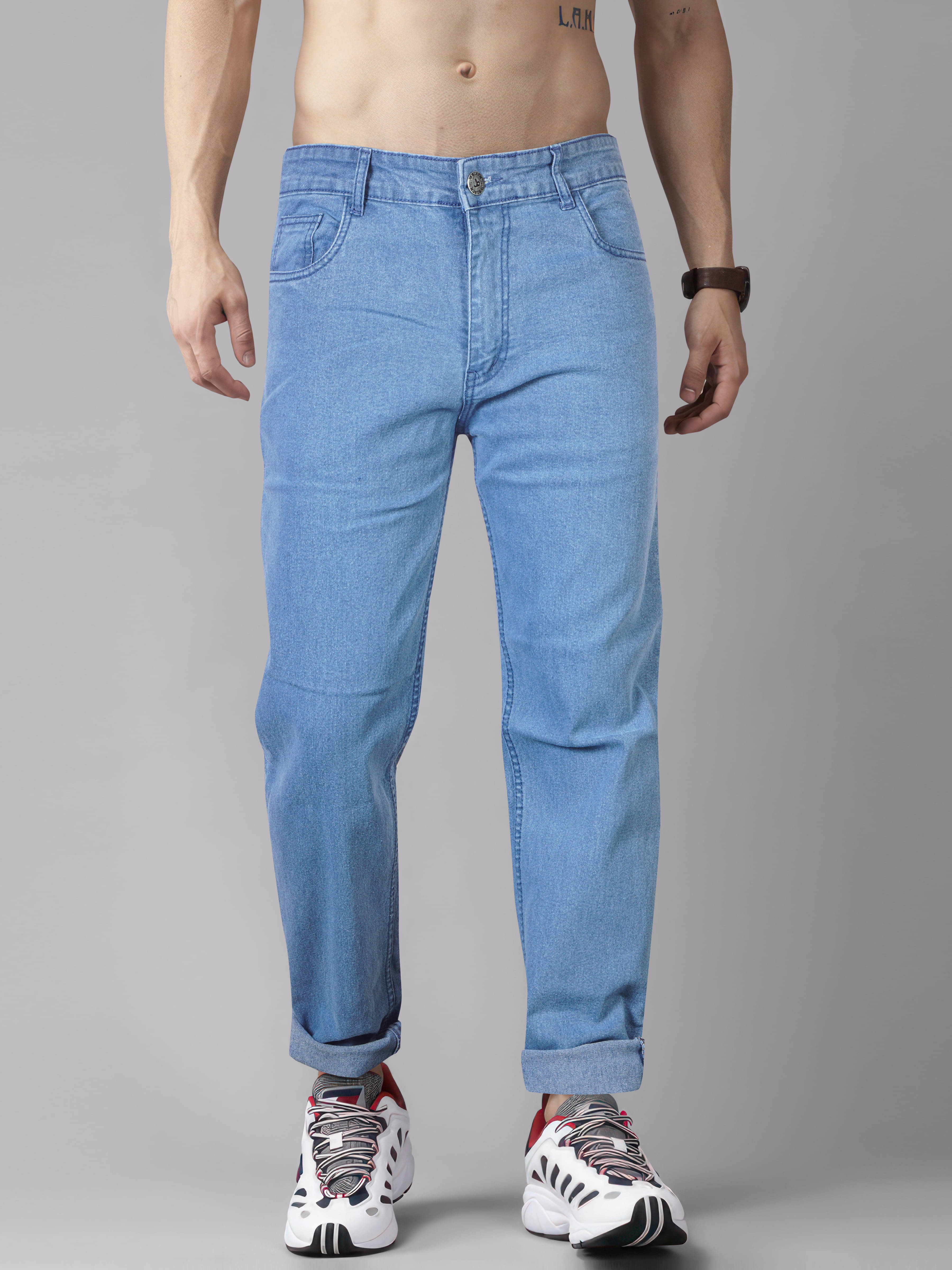     			JB JUST BLACK Regular Fit Cuffed Hem Men's Jeans - Light Blue ( Pack of 1 )