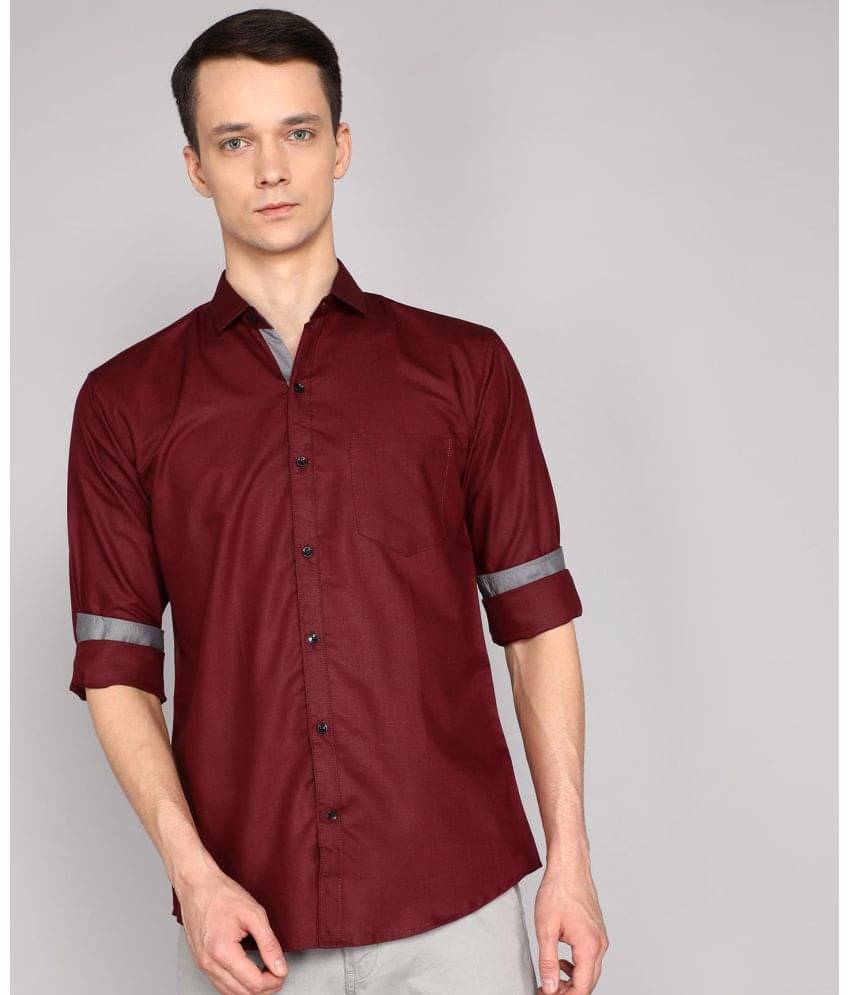     			P&V CREATIONS Cotton Blend Regular Fit Solids Full Sleeves Men's Casual Shirt - Maroon ( Pack of 1 )