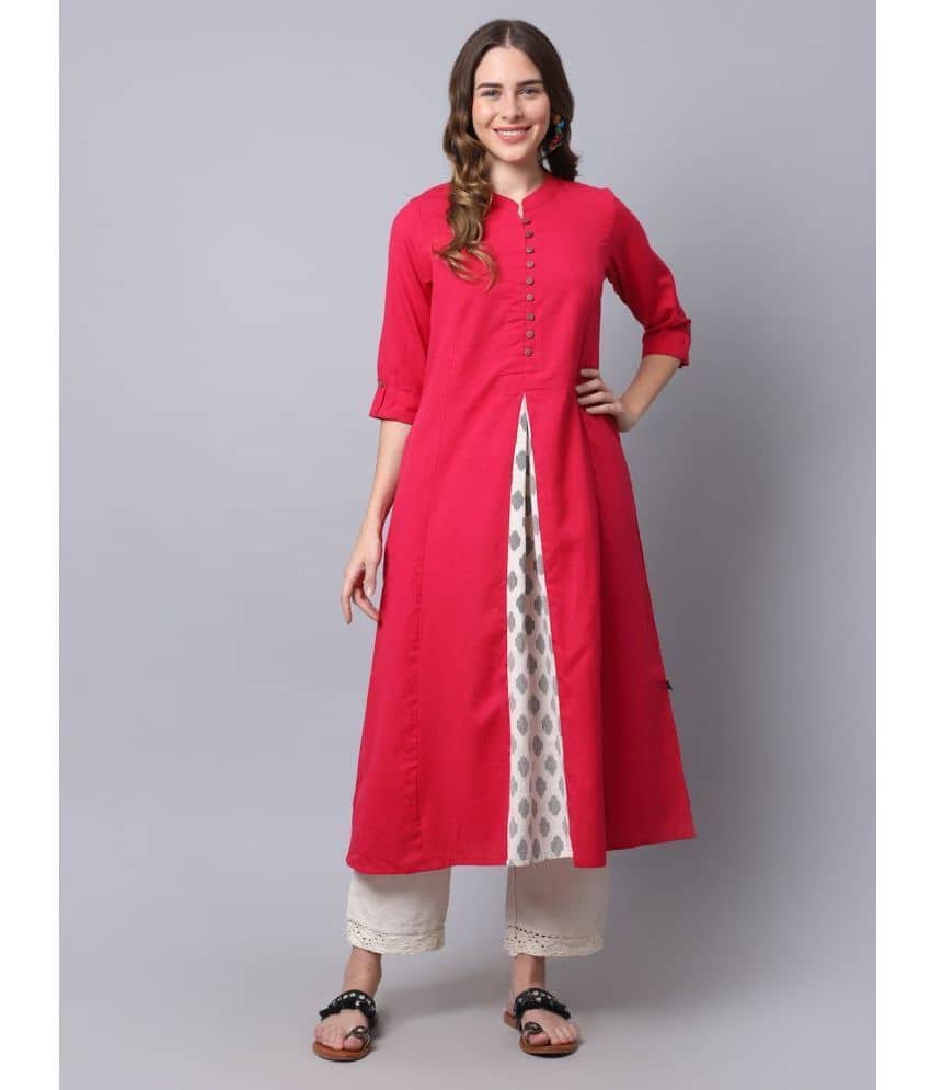Pistaa Cotton Printed Anarkali Women's Kurti - Red ( Pack of 1 ) - Kurtis, Tunics | Buy online on ZillyBuy