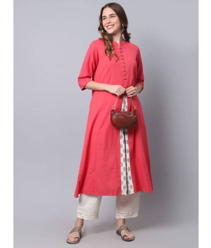 Pistaa Cotton Printed Front Slit Women's Kurti - Red ( Pack of 1 ) Pistaa Cotton Printed Front Slit Women's Kurti - Red ( Pack of 1 )