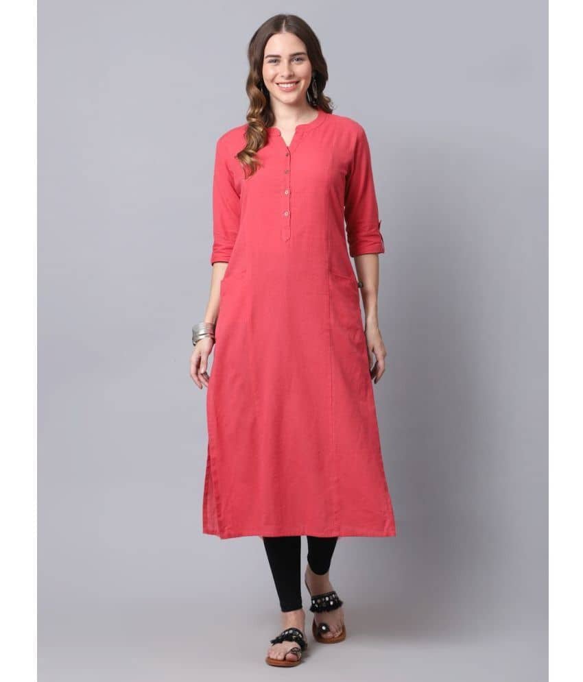 Pistaa Cotton Solid Straight Women's Kurti - Red ( Pack of 1 ) - Kurtis, Tunics | Buy online on ZillyBuy