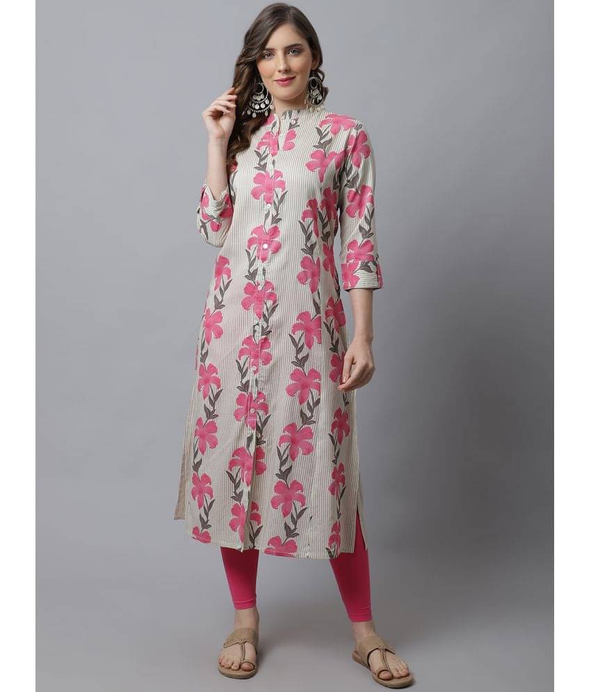 Pistaa Viscose Printed Front Slit Women's Kurti - Pink ( Pack of 1 ) Pistaa Viscose Printed Front Slit Women's Kurti - Pink ( Pack of 1 )