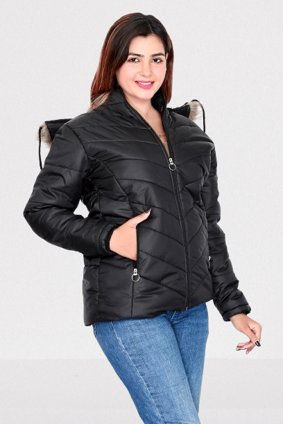 SCOLLER - Polyester Blend Black Hooded Jackets - Jackets & Coats | Buy online on ZillyBuy