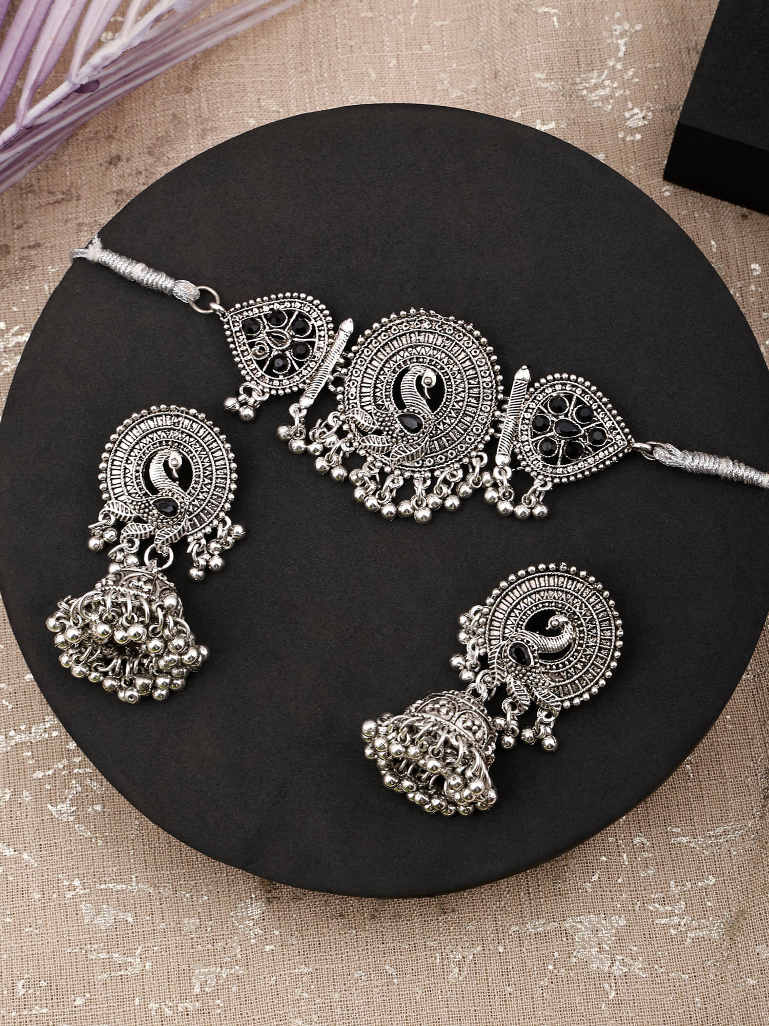 Sunhari Jewels Black Alloy Necklace Set ( Pack of 1 )
