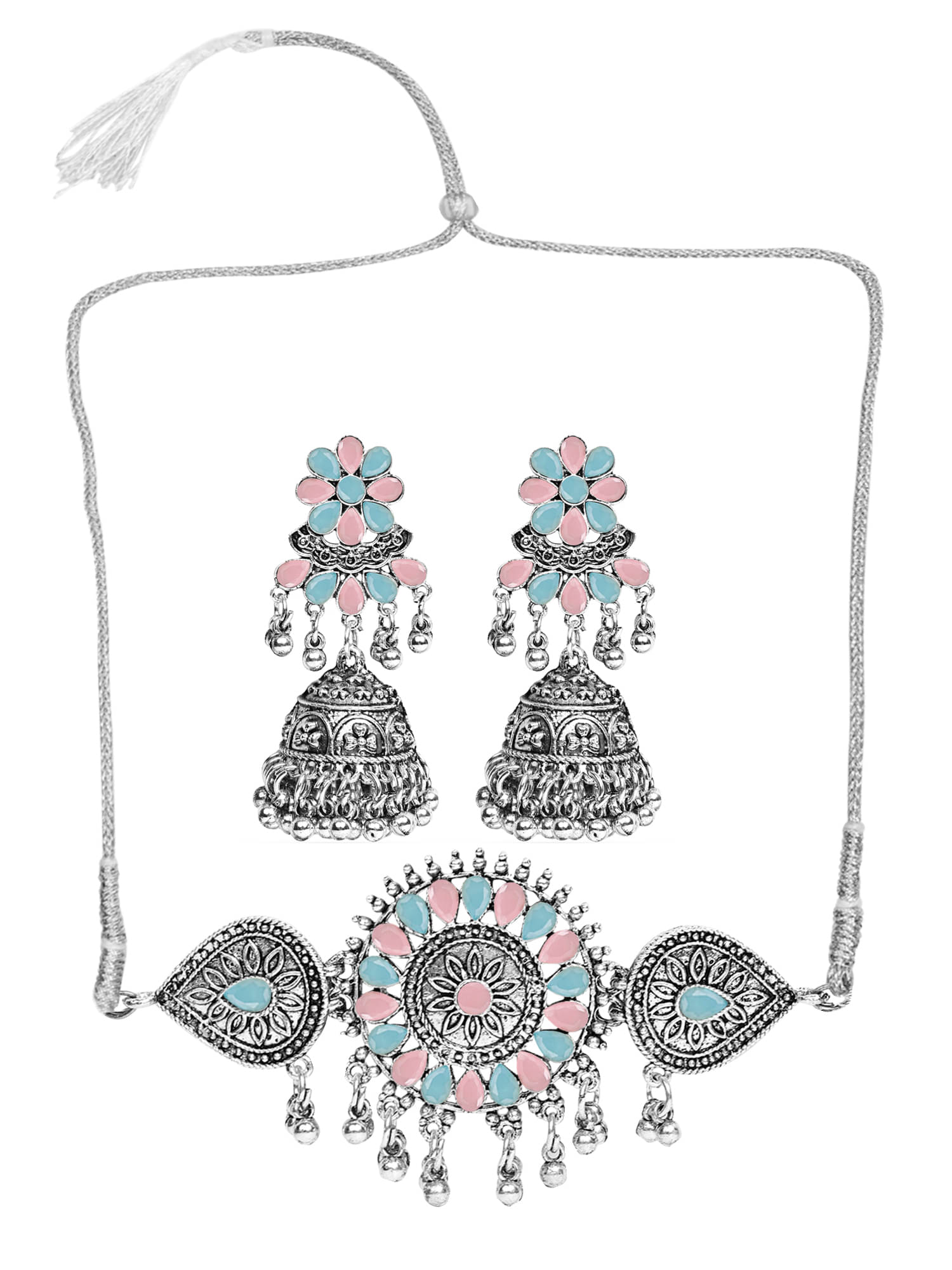     			Sunhari Jewels Multi Color German Necklace Set ( Pack of 1 )