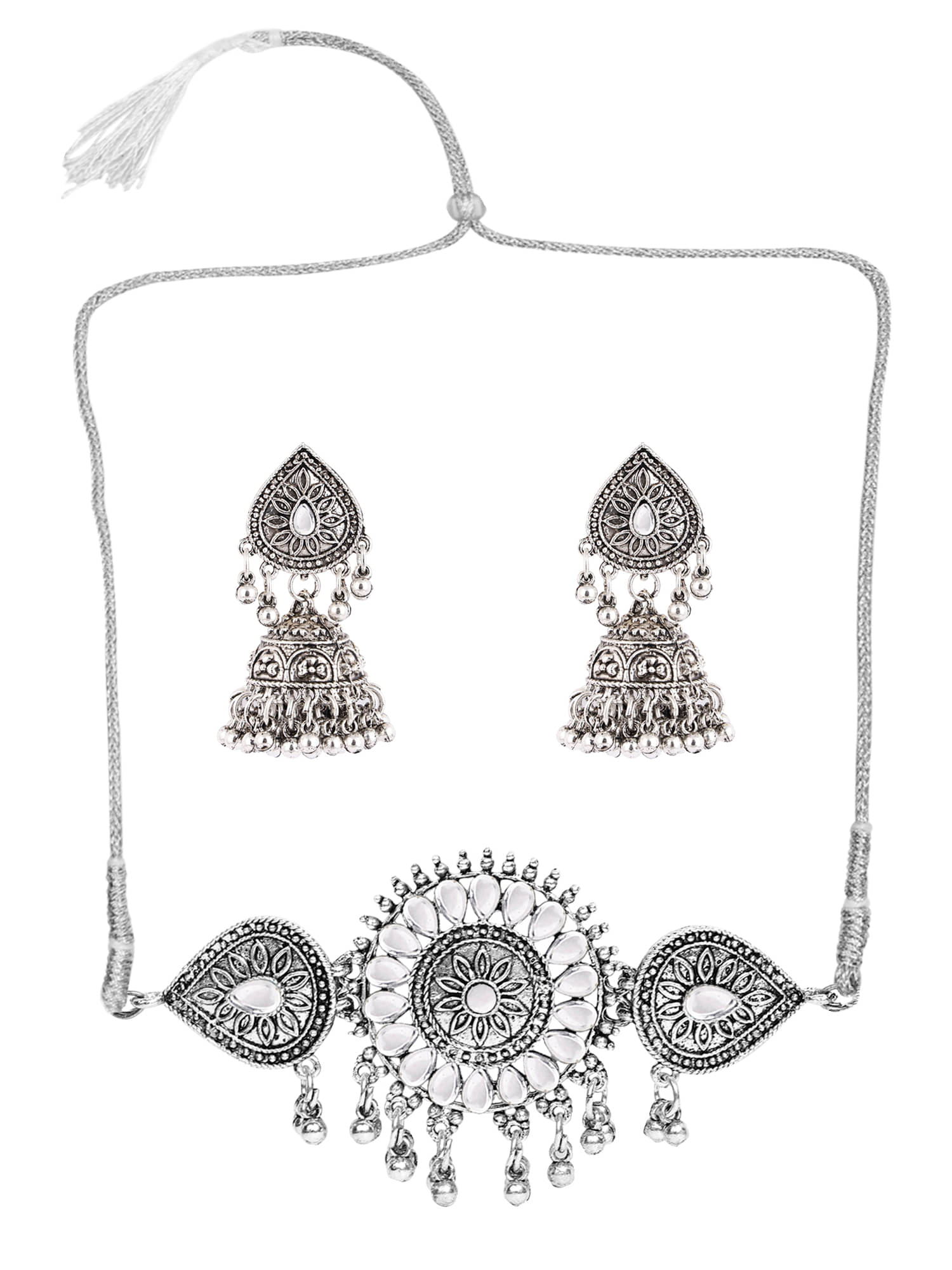     			Sunhari Jewels Silver German Necklace Set ( Pack of 1 )