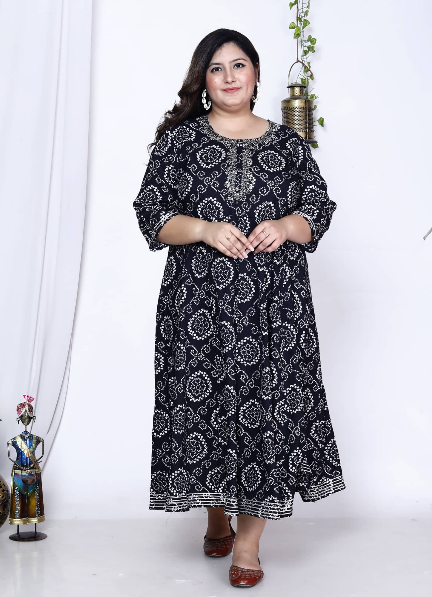 Swasti Cotton Blend Printed Flared Women's Kurti - Blue ( Pack of 1 ) - Kurtis, Tunics | Buy online on ZillyBuy