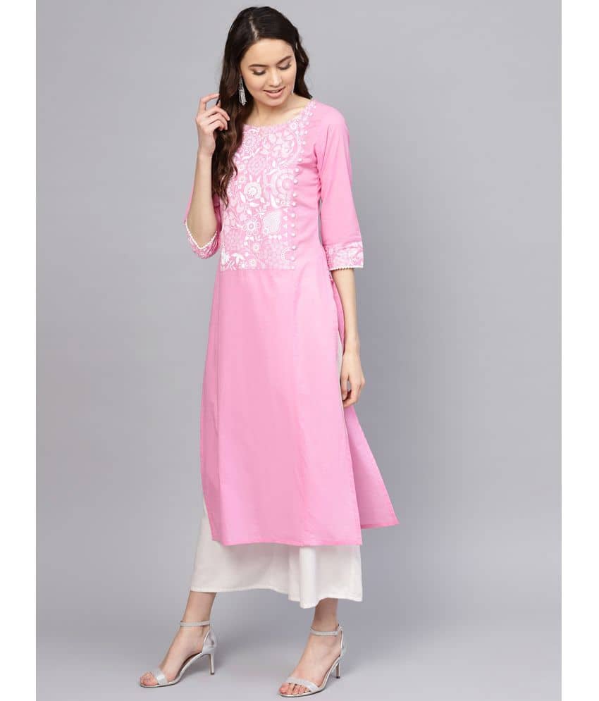 Varanga Cotton Printed Straight Women's Kurti - Pink ( Pack of 1 ) - Kurtis, Tunics | Buy online on ZillyBuy