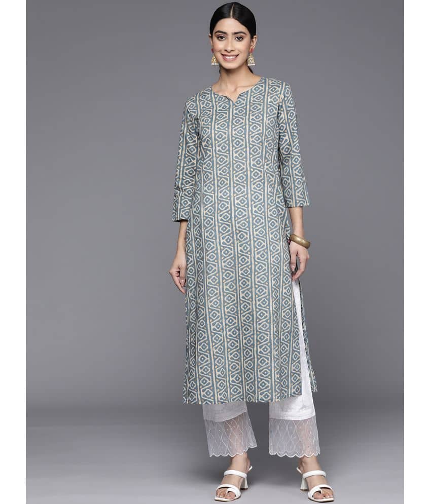 Varanga Cotton Printed Straight Women's Kurti - Blue ( Pack of 1 ) - Kurtis, Tunics | Buy online on ZillyBuy