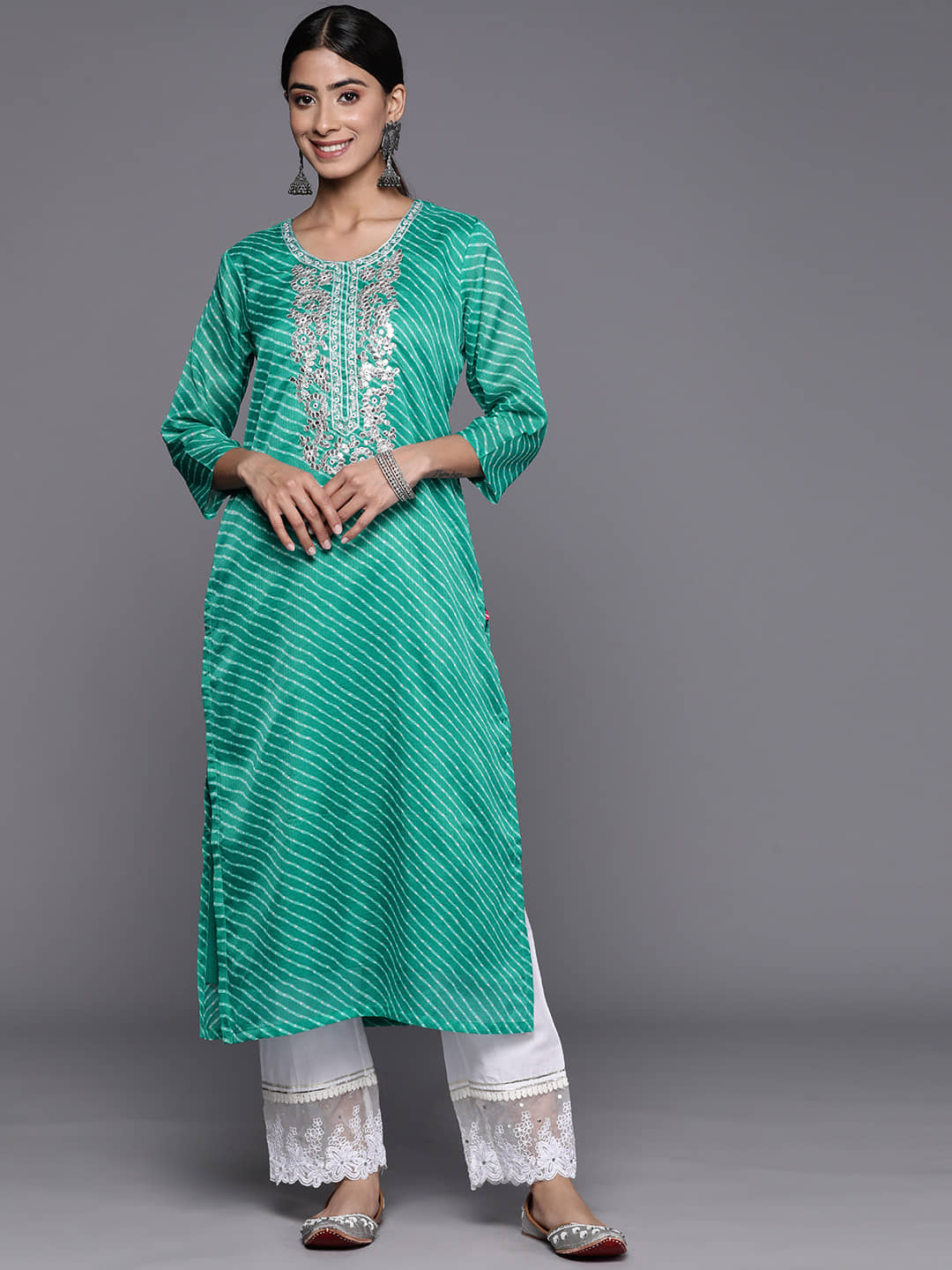 Varanga Cotton Printed Straight Women's Kurti - Green ( Pack of 1 ) - Kurtis, Tunics | Buy online on ZillyBuy