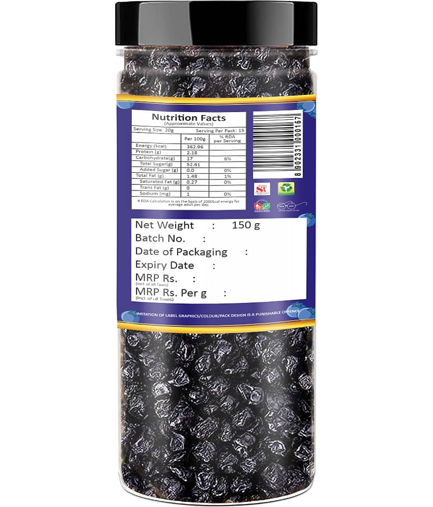 YUM YUM Premium American Dried Blueberries 150g Blueberry (150 g)