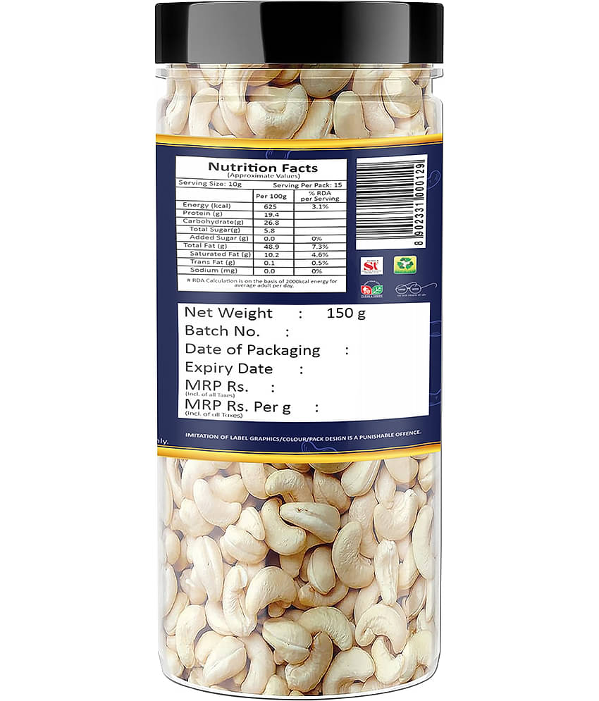 YUM YUM Premium Raw Cashews Nut Kaju 300g (Pack of 2 -150g Each)