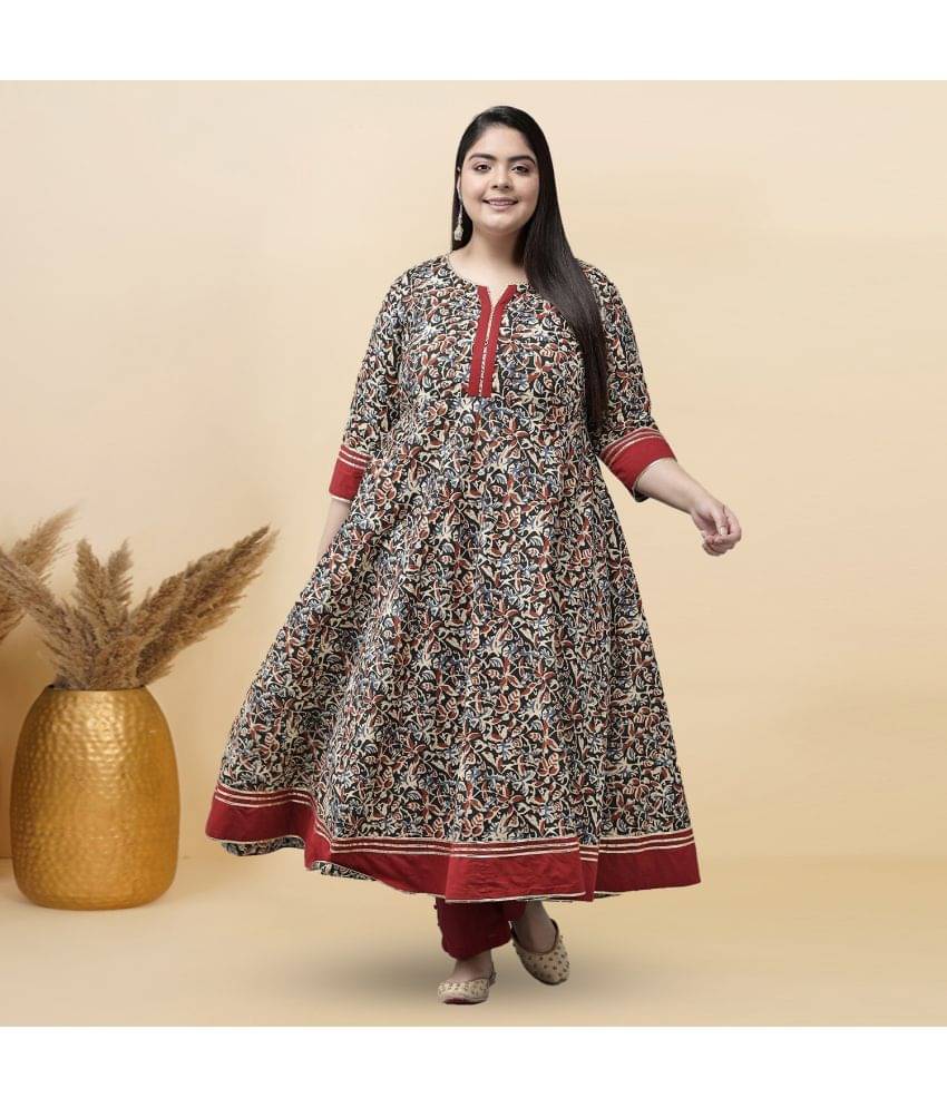 Yash Gallery Cotton Printed Anarkali Women's Kurti - Multicolor ( Pack of 1 ) Yash Gallery Cotton Printed Anarkali Women's Kurti - Multicolor ( Pack of 1 )