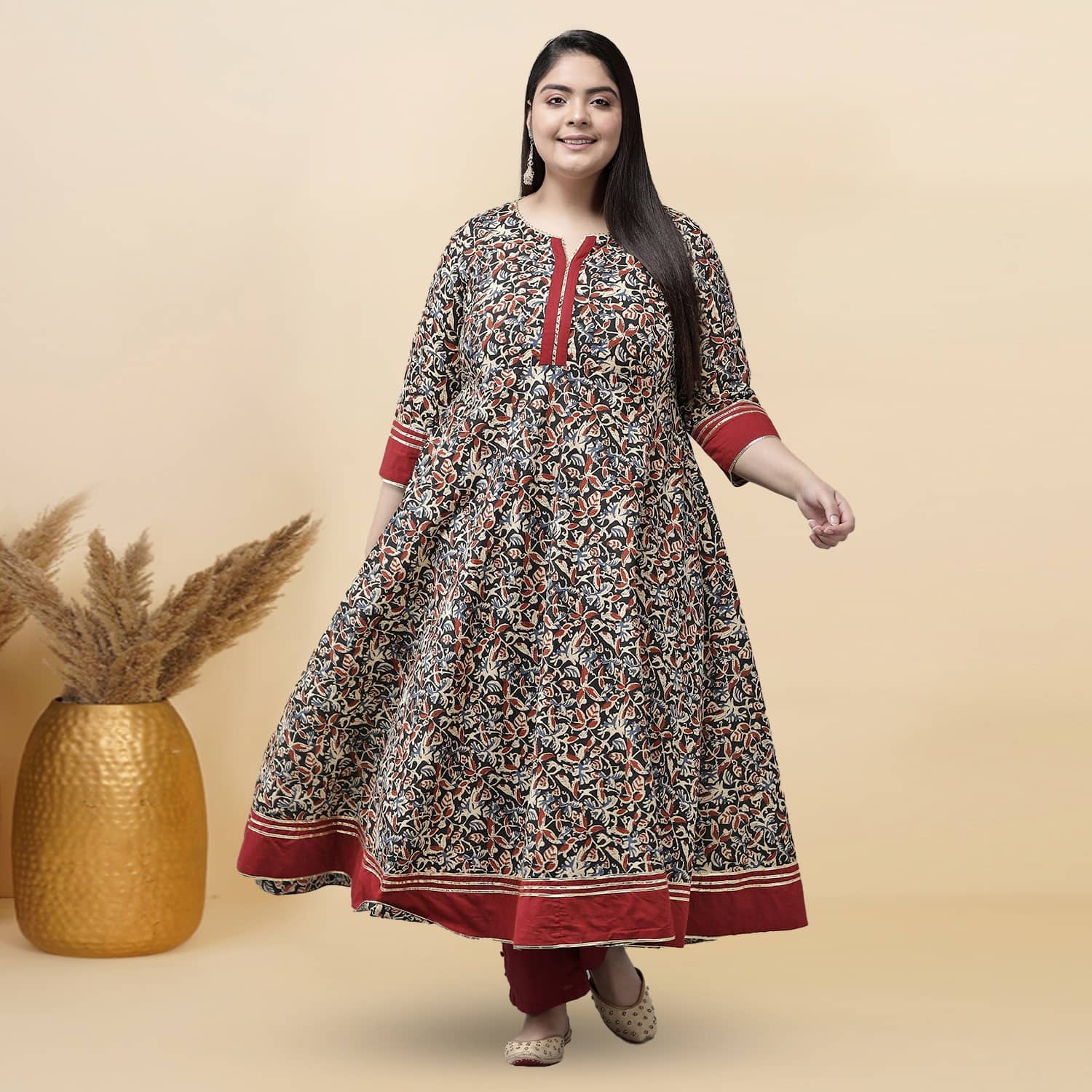 Yash Gallery Cotton Printed Anarkali Women's Kurti - Multicolor ( Pack of 1 ) - Kurtis, Tunics | Buy online on ZillyBuy