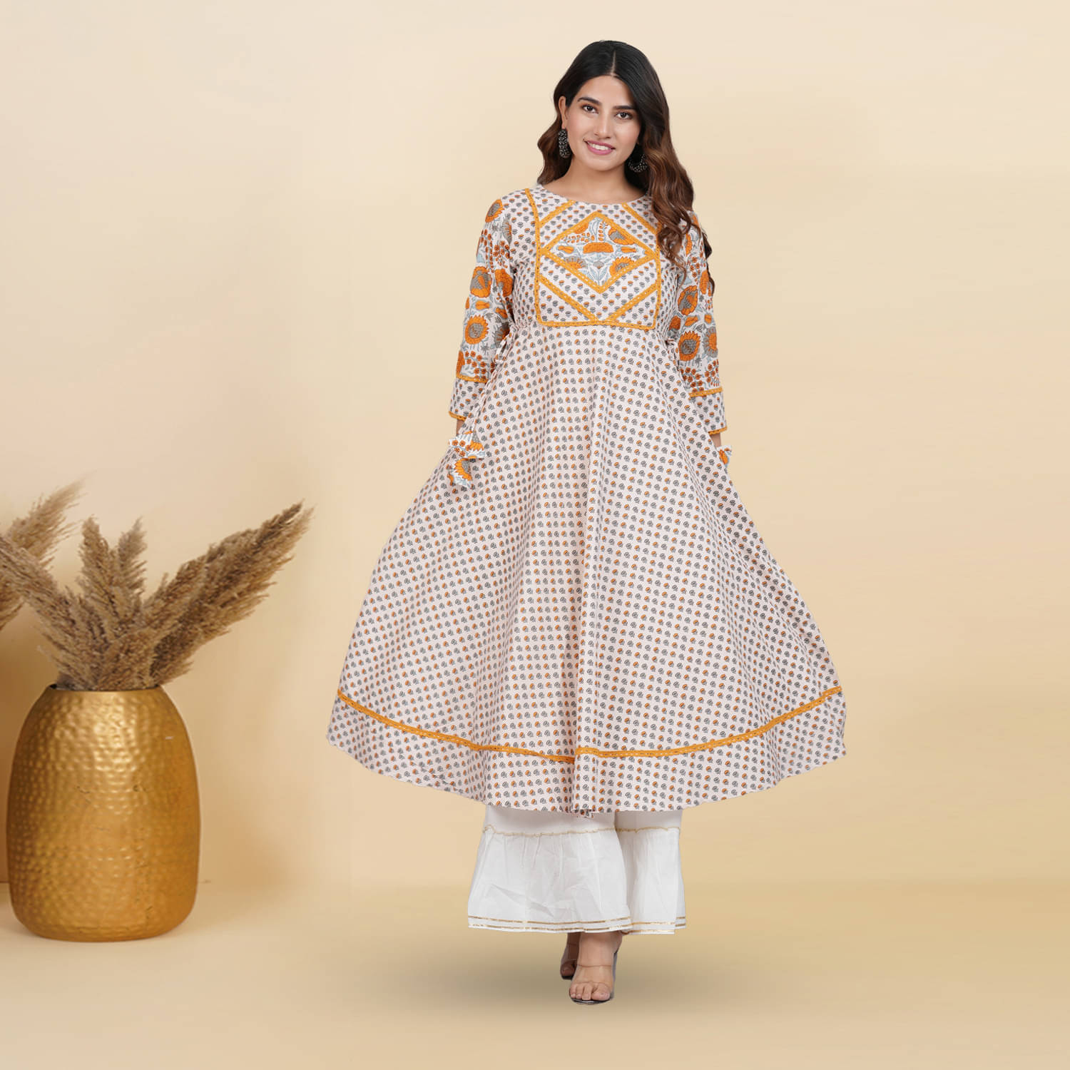 Yash Gallery Rayon Printed Anarkali Women's Kurti - Multicolor ( Pack of 1 ) Yash Gallery Rayon Printed Anarkali Women's Kurti - Multicolor ( Pack of 1 )