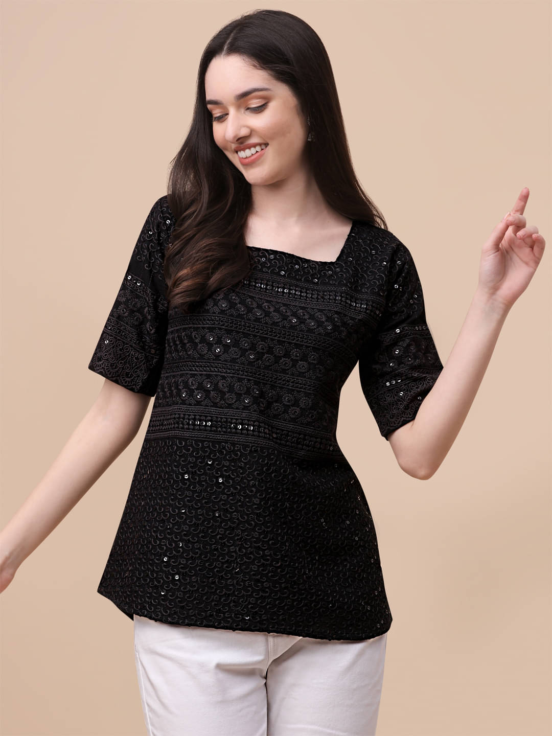 gufrina Black Viscose Women's Regular Top ( Pack of 1 ) gufrina Black Viscose Women's Regular Top ( Pack of 1 )