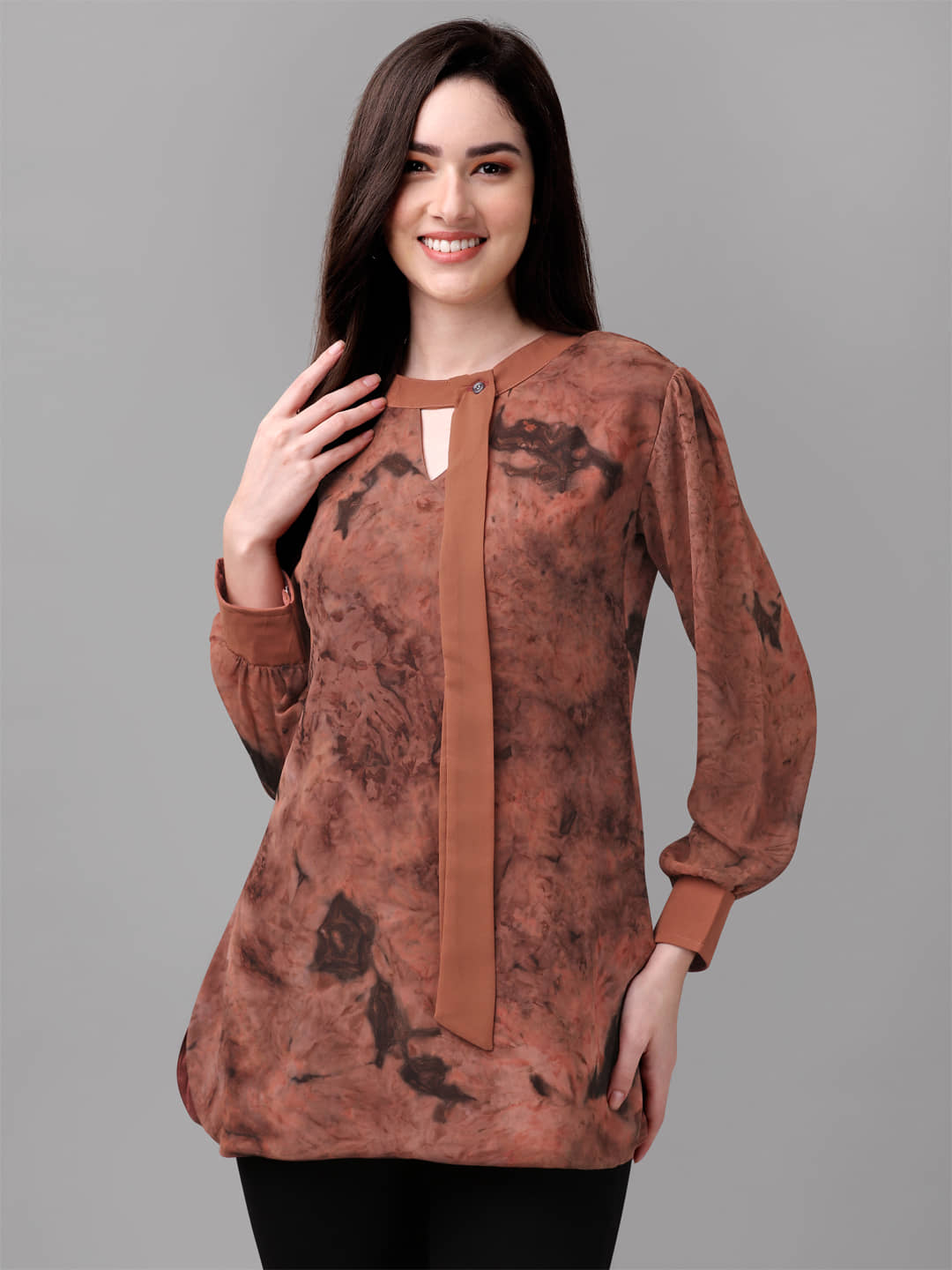 gufrina Women's Rayon Regular Top ( Brown )