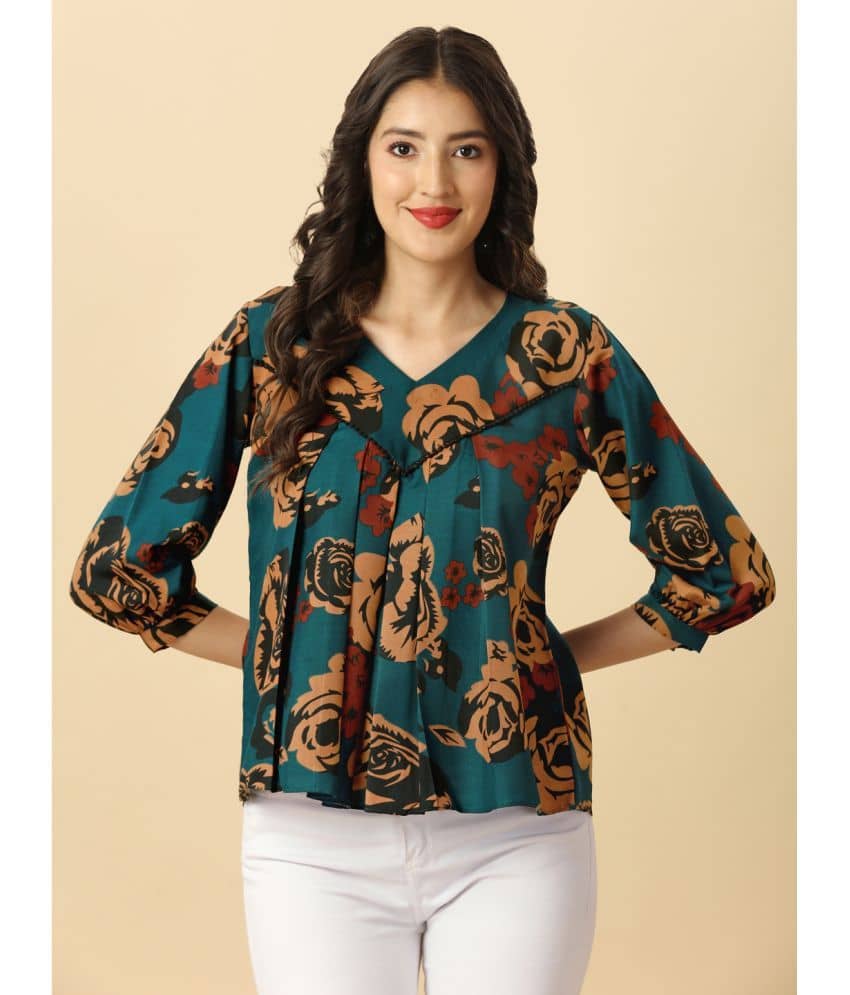 gufrina Women's Rayon Regular Top ( Green )