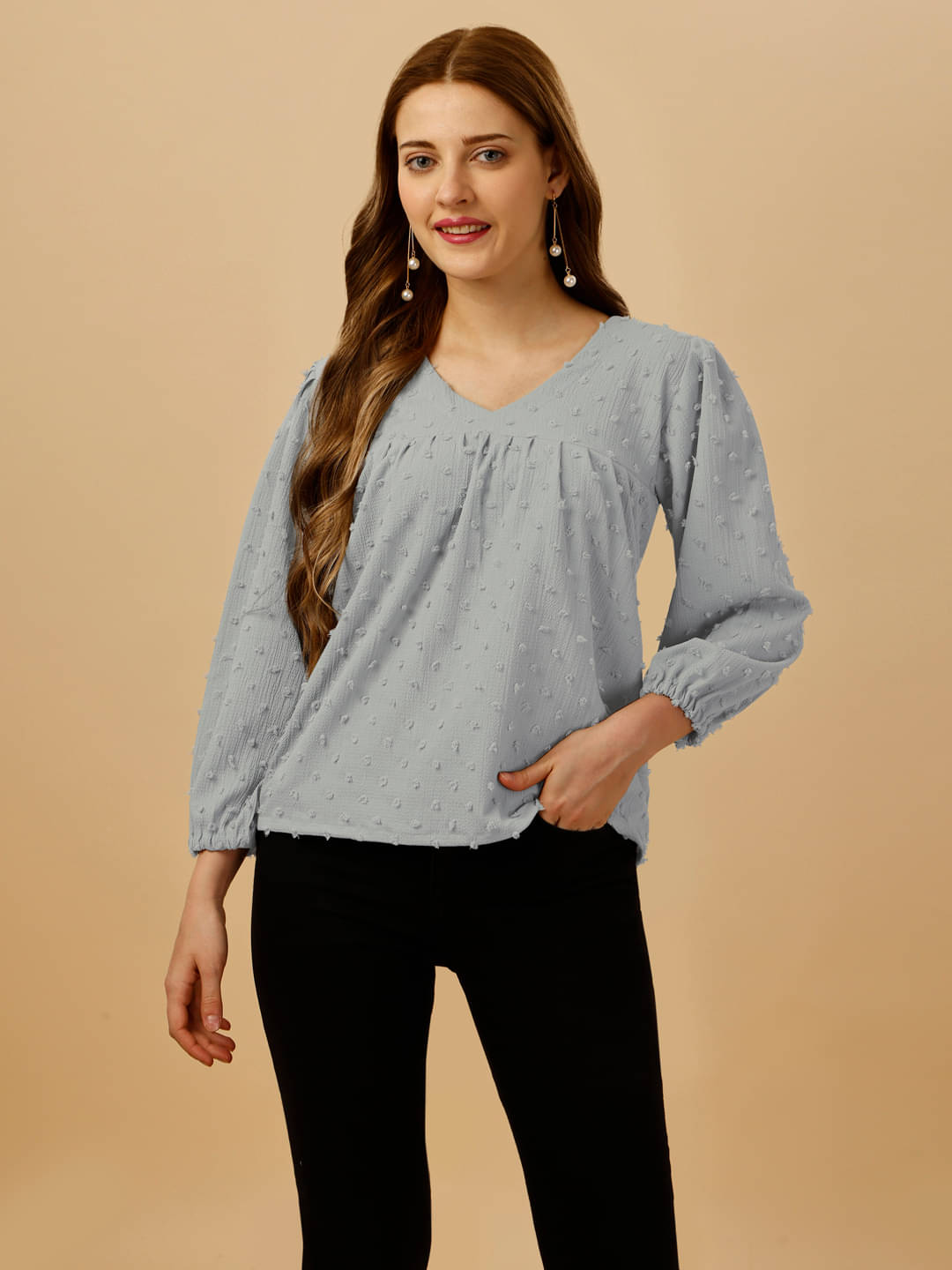     			gufrina Women's Polyester Regular Top ( Grey )
