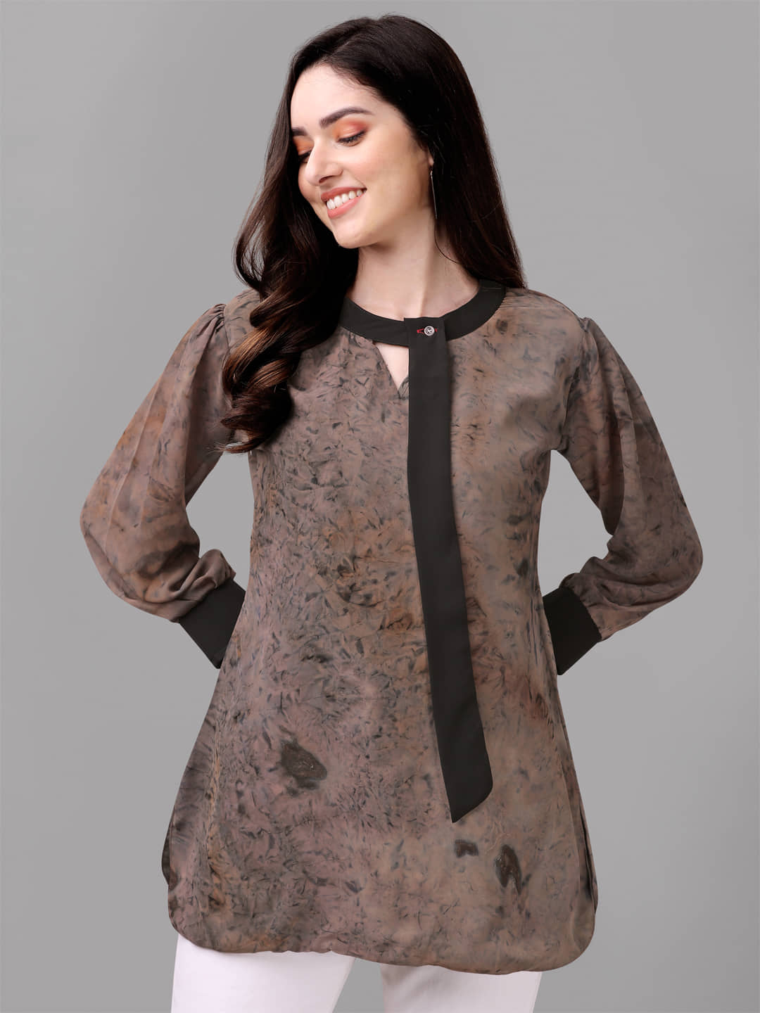 gufrina Women's Rayon Regular Top ( Grey )