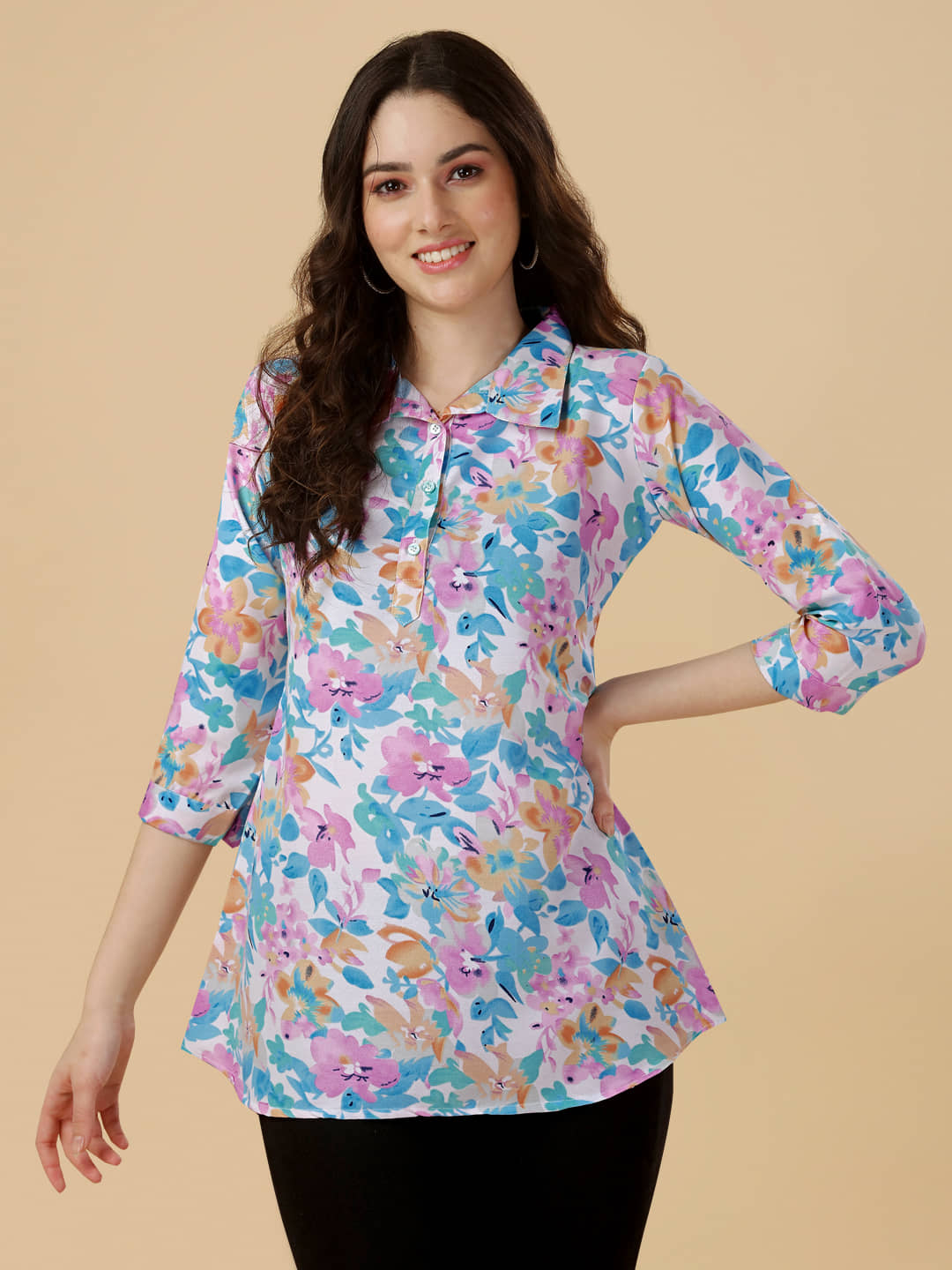 gufrina Women's Rayon Regular Top ( Light Blue )