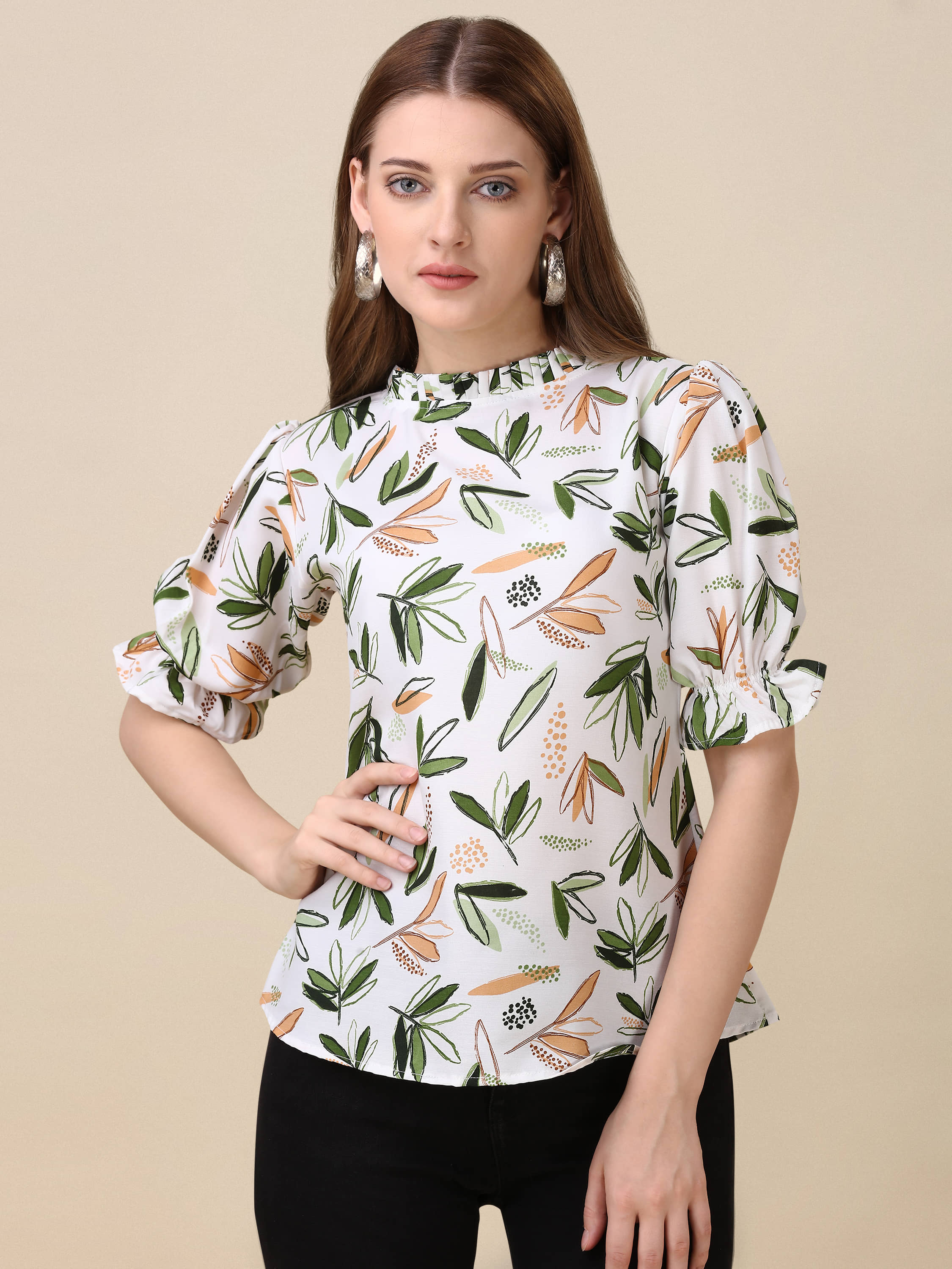 gufrina Women's Rayon Regular Top ( White )