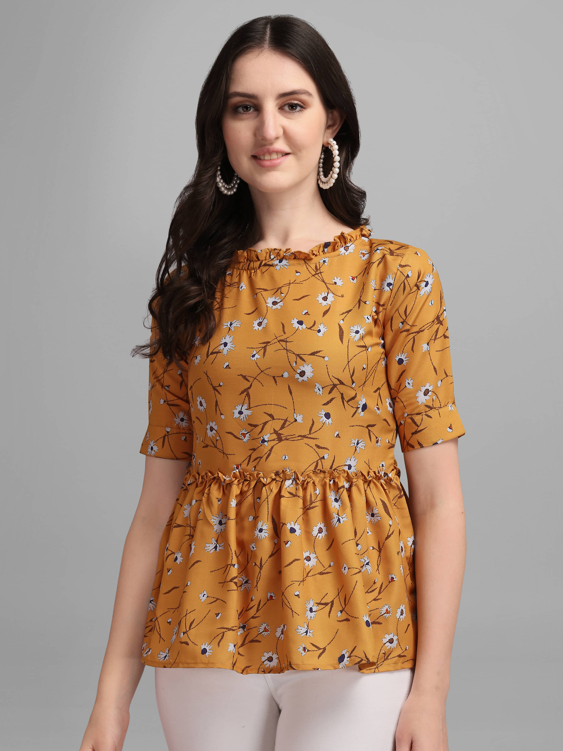 gufrina Women's Rayon Regular Top ( Yellow ) gufrina Women's Rayon Regular Top ( Yellow )